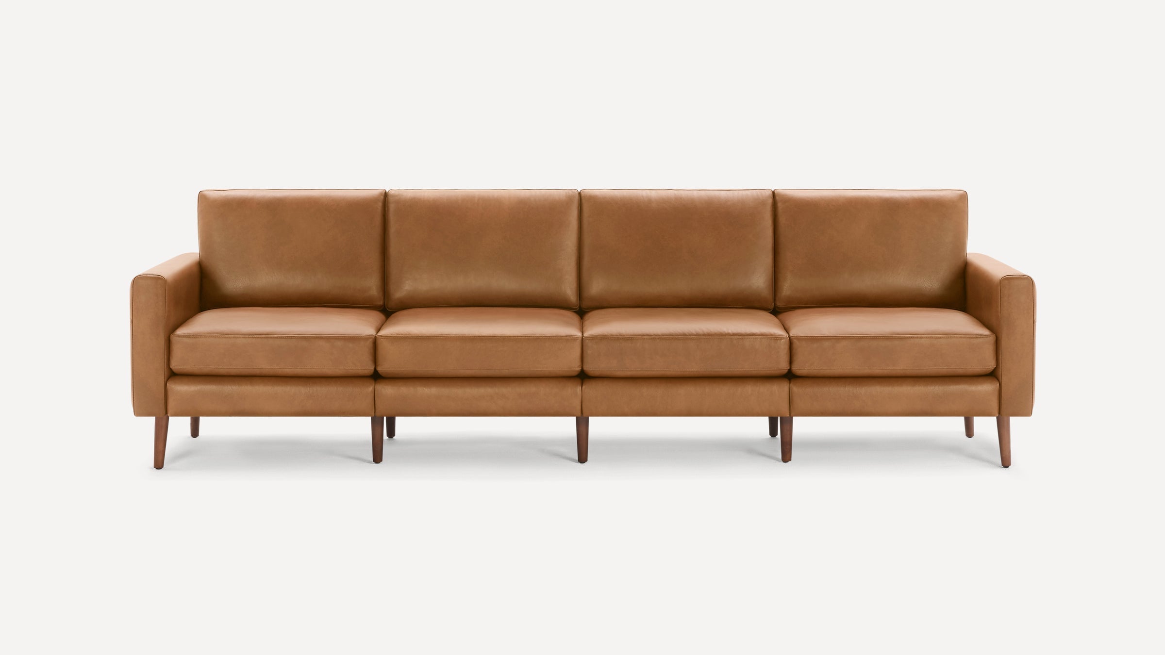 Nomad Plus Leather King Sofa - Camel - Top Grain Leather / Walnut - Wood / Block Arm