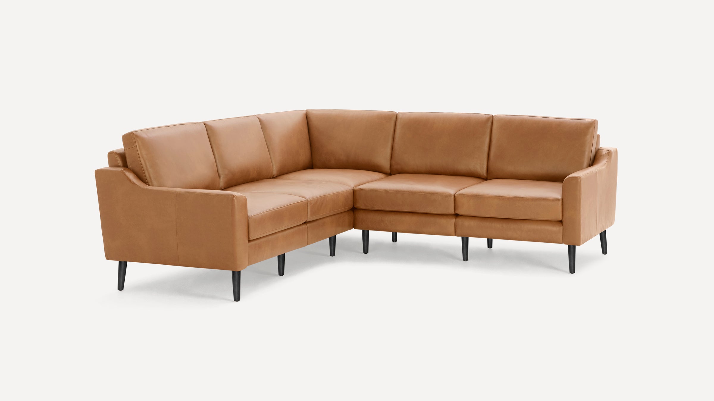 Nomad Plus Leather 5-Seat Corner Sectional - Camel - Top Grain Leather / Ebony - Wood / Slope Arm
