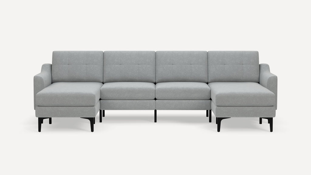 Nomad Plus Double Chaise Sectional - Crushed Gravel - Performance Chenille / Black - Metal / Slope Arm