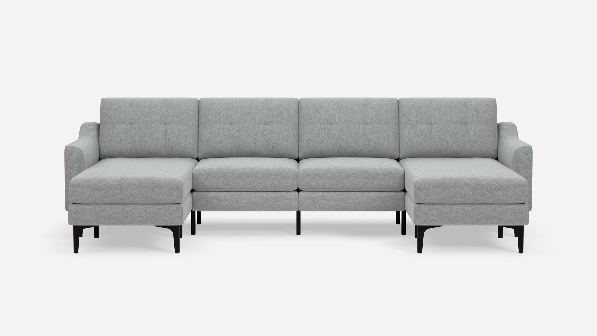 Nomad Plus Double Chaise Sectional - Crushed Gravel - Performance Chenille / Black - Metal / Slope Arm