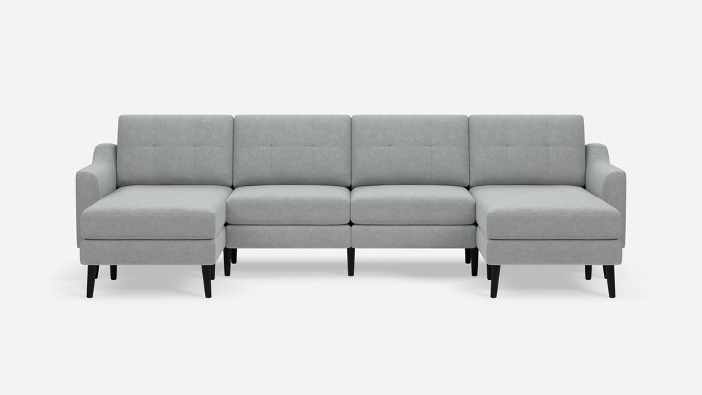 Nomad Plus Double Chaise Sectional - Crushed Gravel - Performance Chenille / Ebony - Wood / Slope Arm