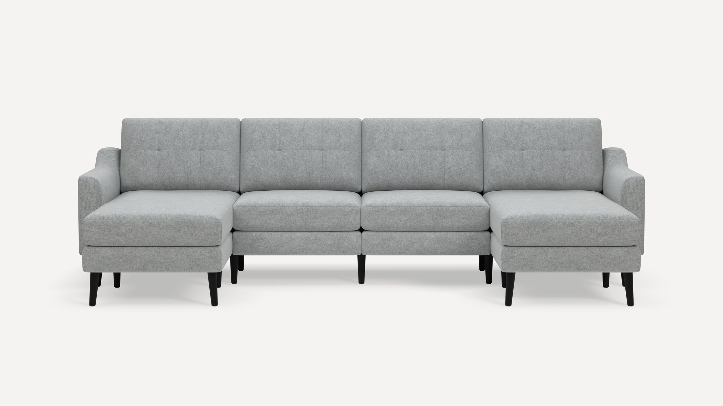 Nomad Plus Double Chaise Sectional - Crushed Gravel - Performance Chenille / Ebony - Wood / Slope Arm