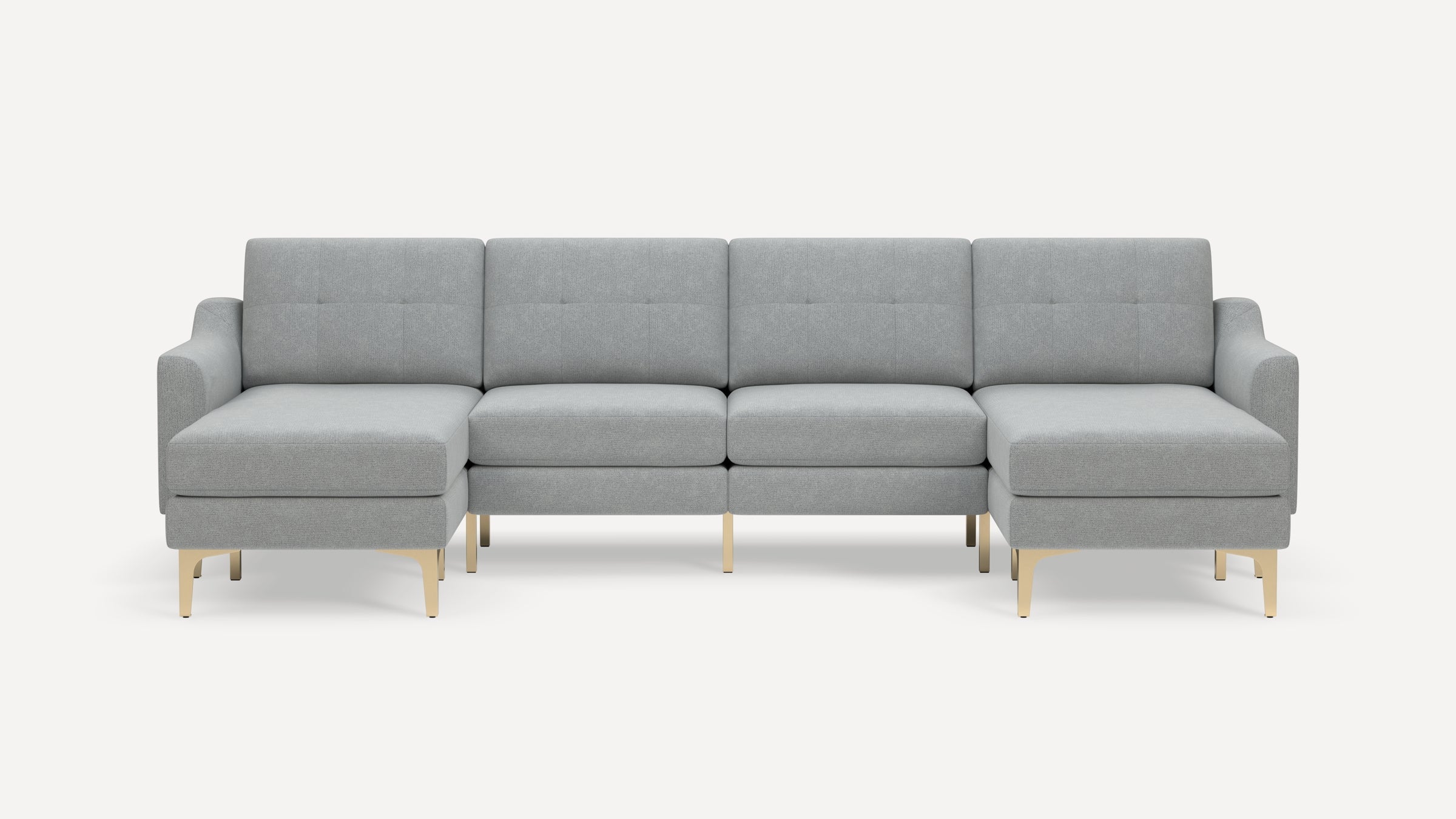 Nomad Plus Double Chaise Sectional - Crushed Gravel - Performance Chenille / Brass - Metal / Slope Arm