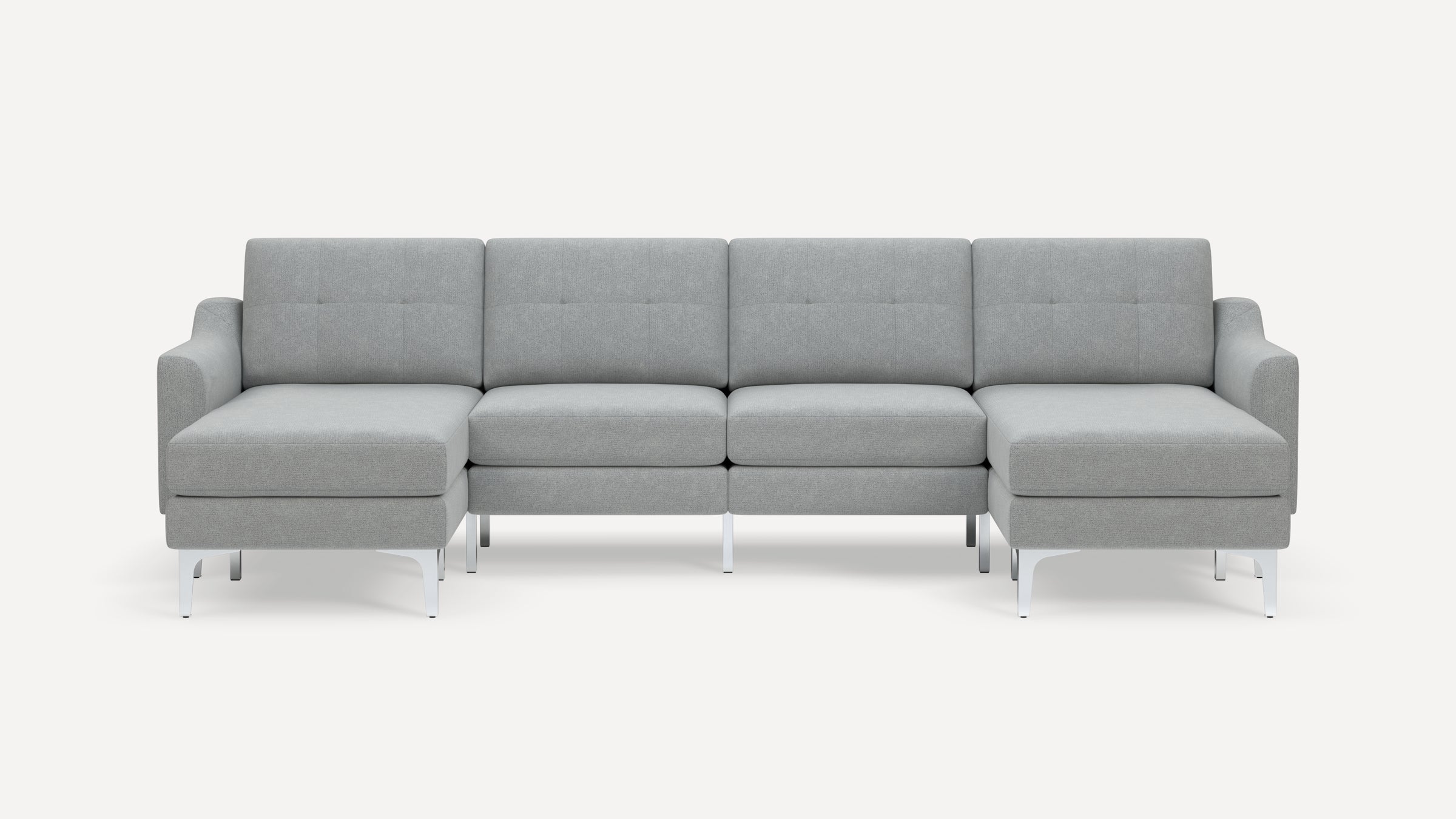 Nomad Plus Double Chaise Sectional - Crushed Gravel - Performance Chenille / Chrome - Metal / Slope Arm