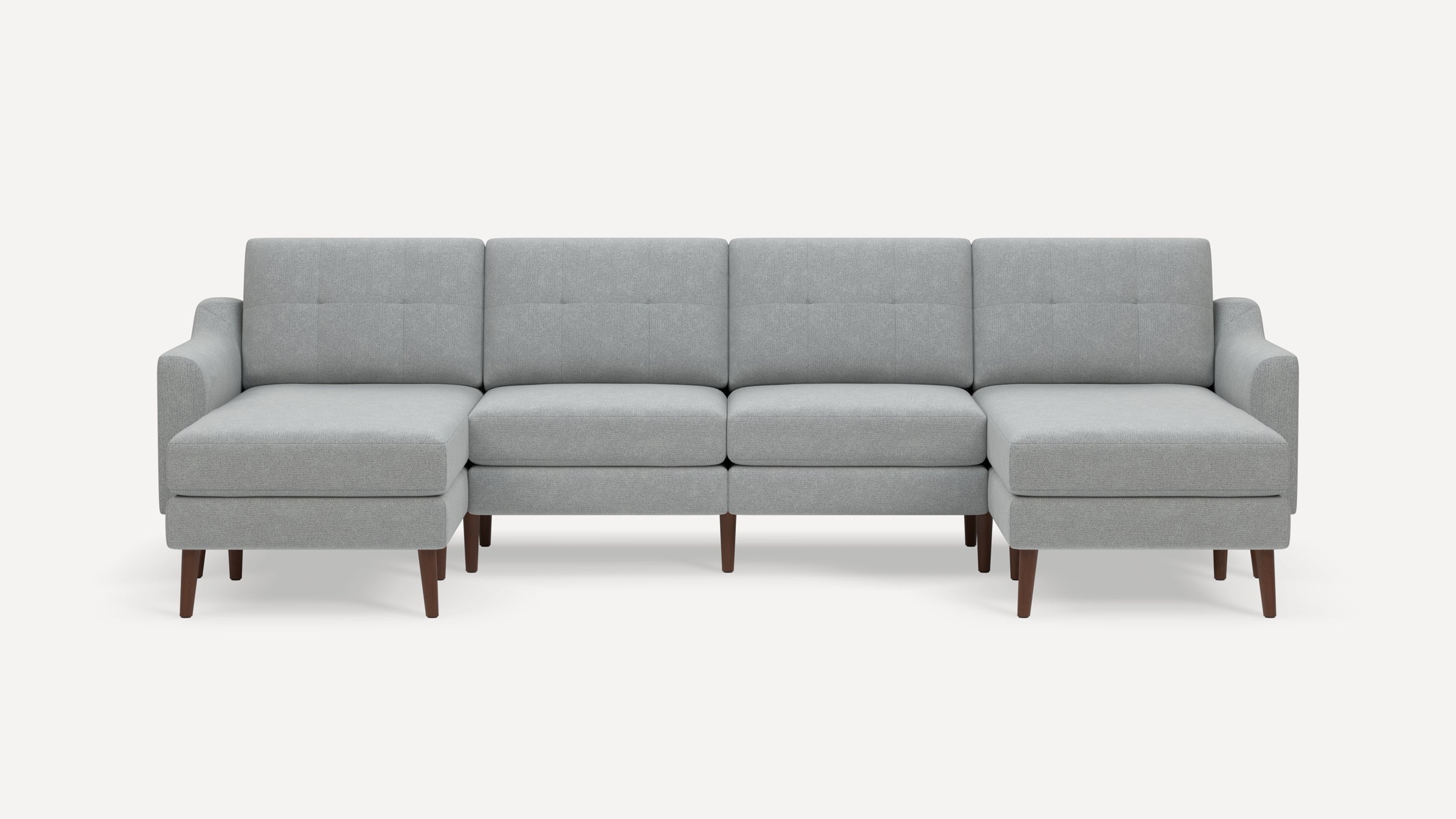 Nomad Plus Double Chaise Sectional - Crushed Gravel - Performance Chenille / Walnut - Wood / Slope Arm