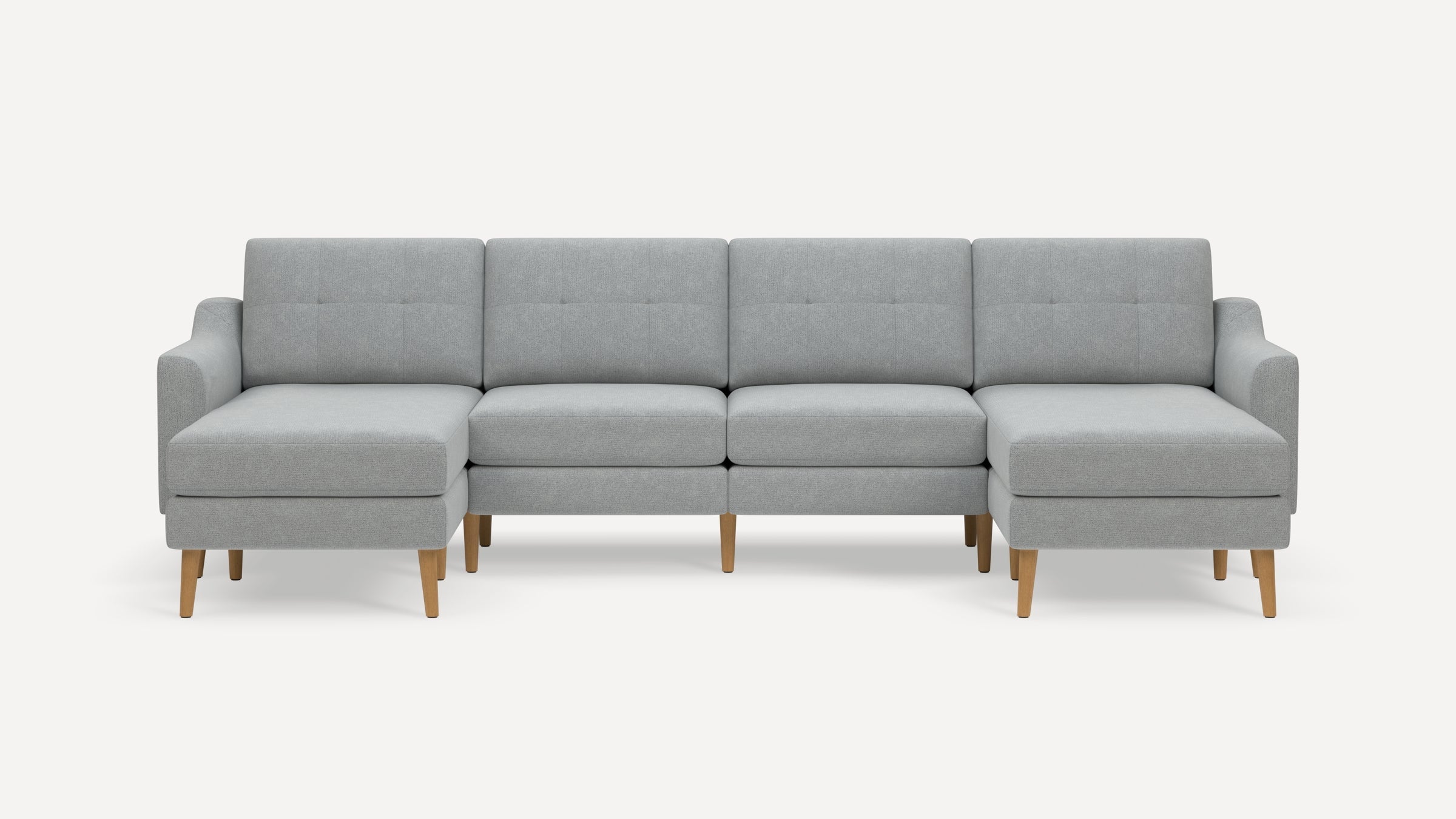 Nomad Plus Double Chaise Sectional - Crushed Gravel - Performance Chenille / Oak - Wood / Slope Arm