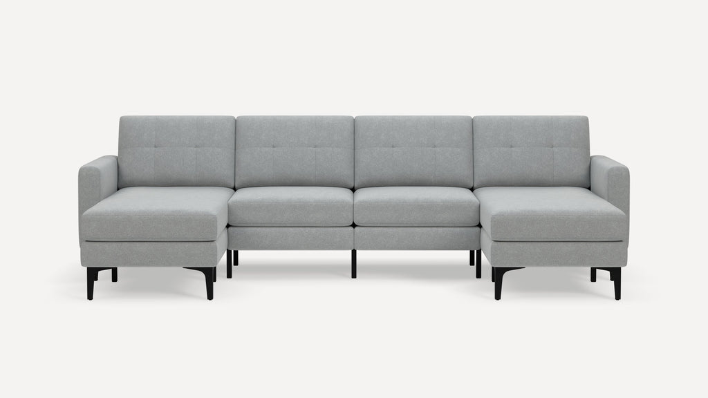 Nomad Plus Double Chaise Sectional - Crushed Gravel - Performance Chenille / Black - Metal / Block Arm