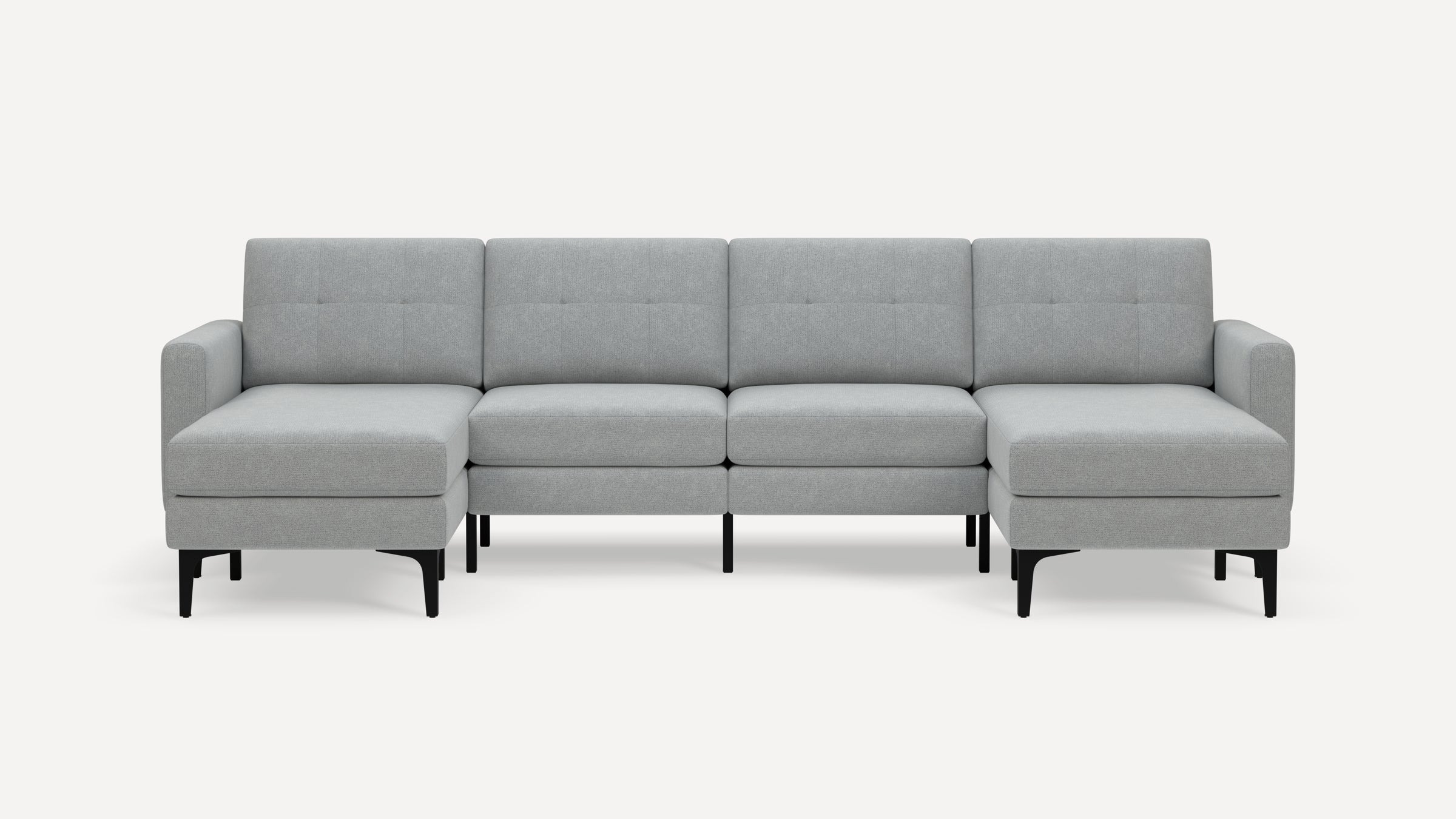 Nomad Plus Double Chaise Sectional - Crushed Gravel - Performance Chenille / Black - Metal / Block Arm