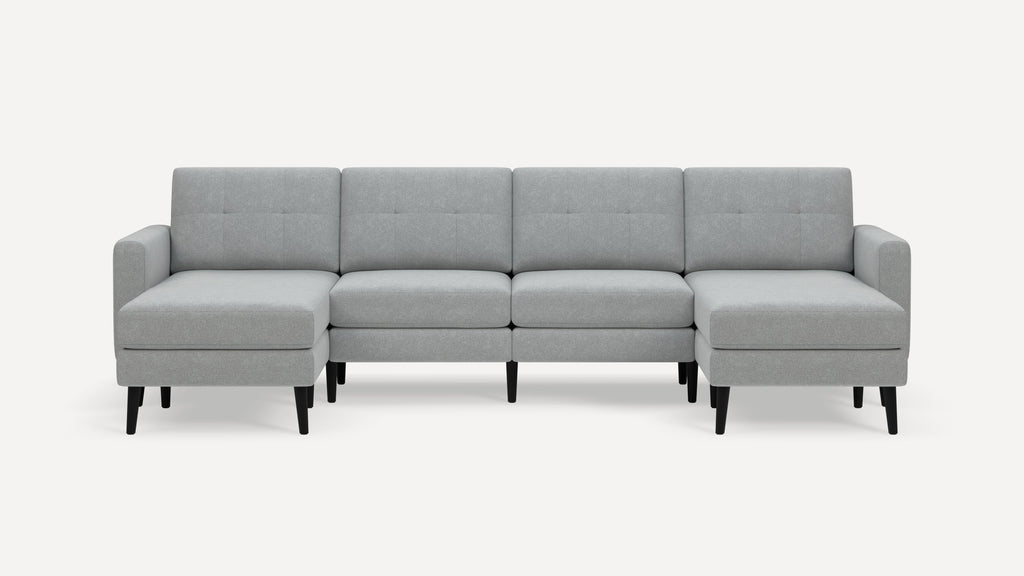Nomad Plus Double Chaise Sectional - Crushed Gravel - Performance Chenille / Ebony - Wood / Block Arm