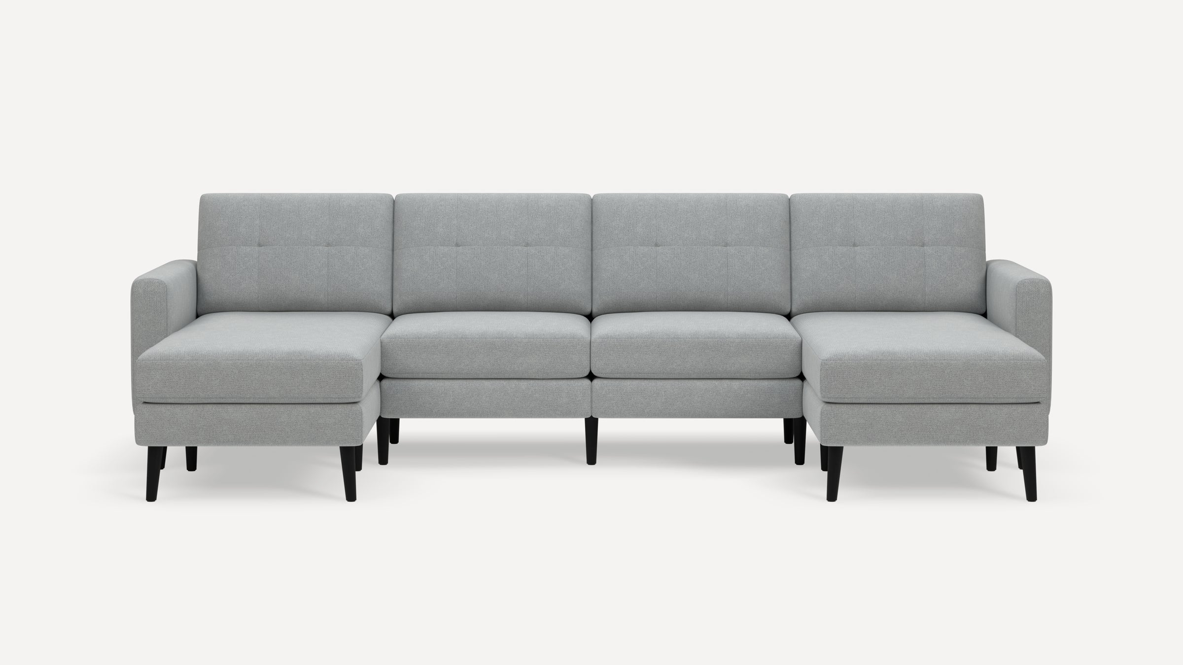 Nomad Plus Double Chaise Sectional - Crushed Gravel - Performance Chenille / Ebony - Wood / Block Arm