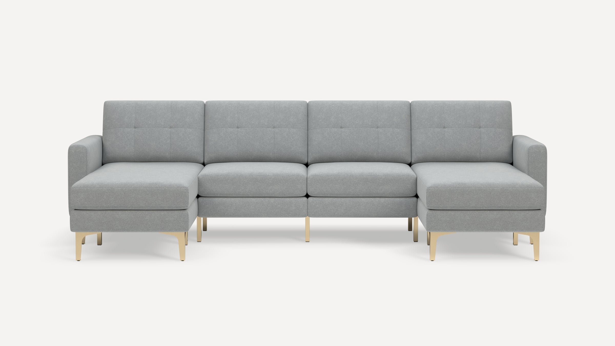 Nomad Plus Double Chaise Sectional - Crushed Gravel - Performance Chenille / Brass - Metal / Block Arm
