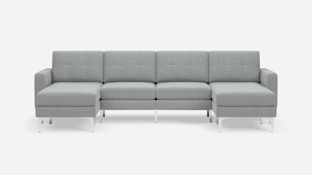 Nomad Plus Double Chaise Sectional - Crushed Gravel - Performance Chenille / Chrome - Metal / Block Arm