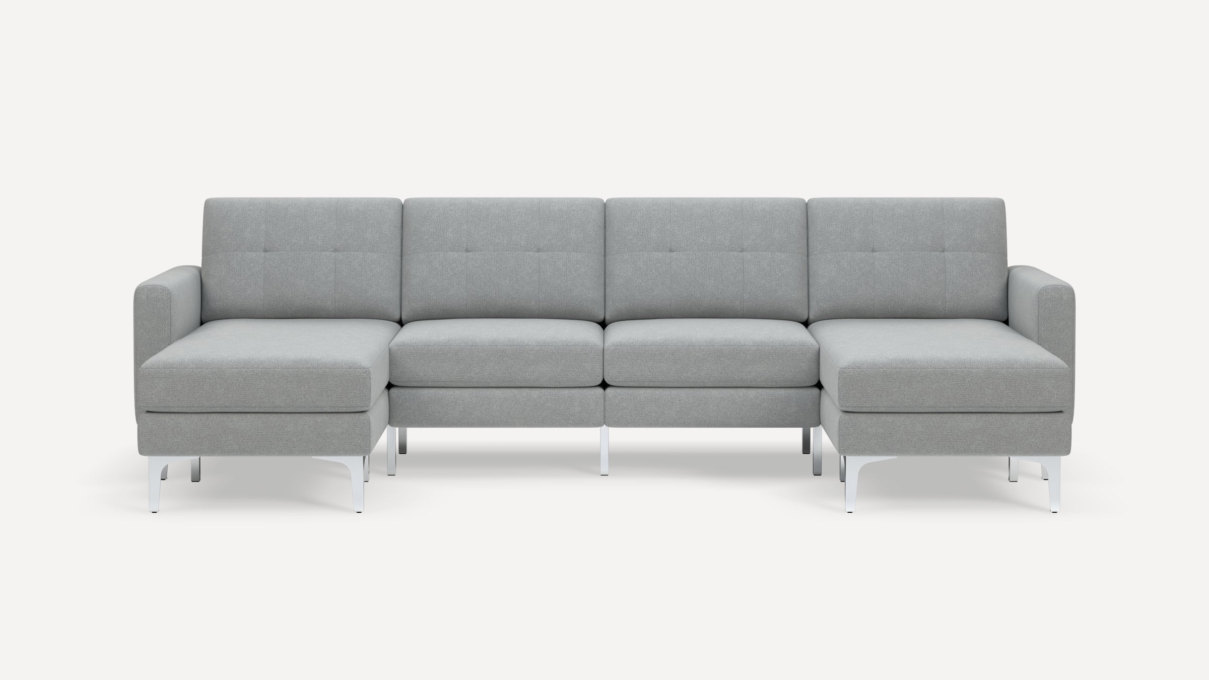 Nomad Plus Double Chaise Sectional - Crushed Gravel - Performance Chenille / Chrome - Metal / Block Arm