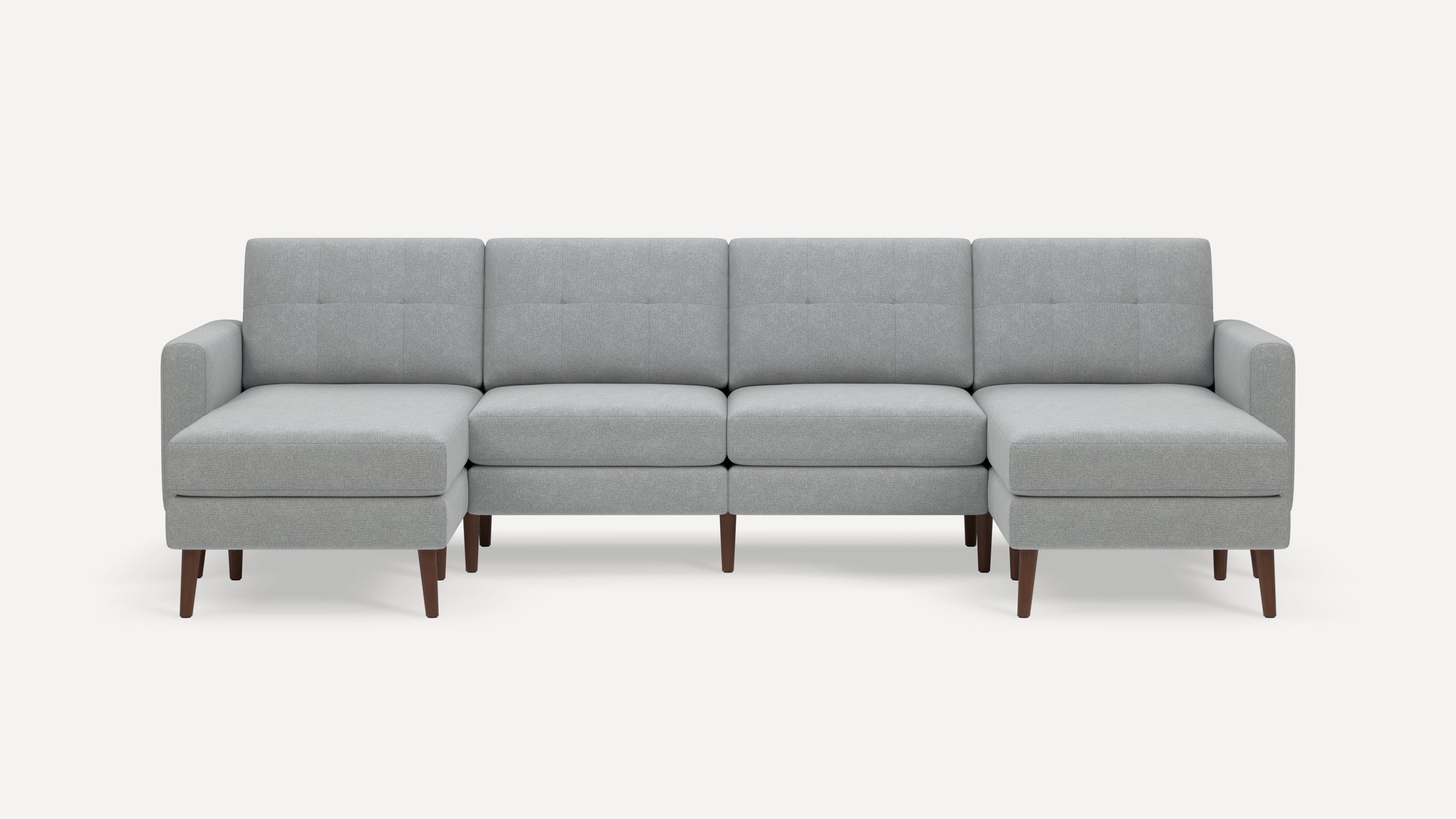 Nomad Plus Double Chaise Sectional - Crushed Gravel - Performance Chenille / Walnut - Wood / Block Arm