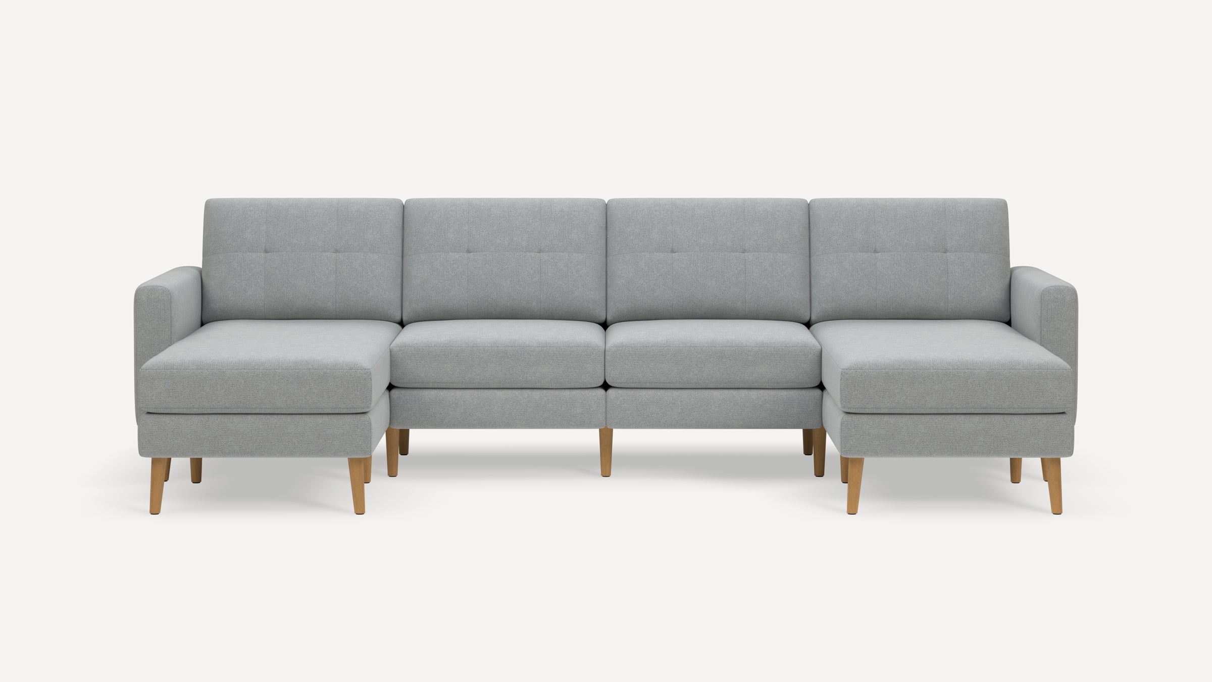 Nomad Plus Double Chaise Sectional - Crushed Gravel - Performance Chenille / Oak - Wood / Block Arm