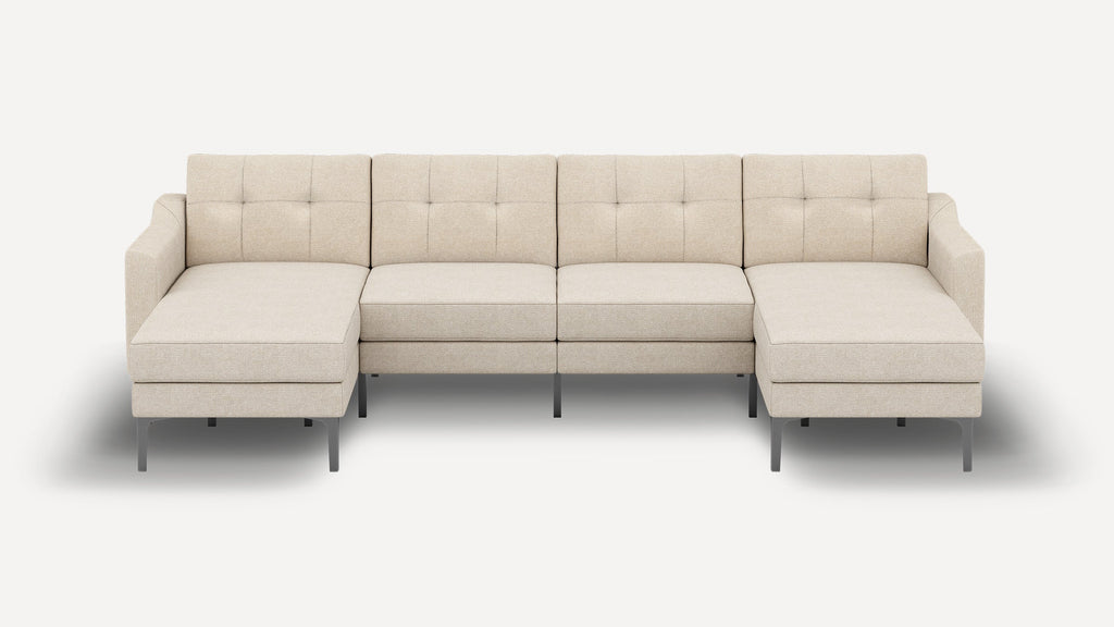 Nomad Plus Double Chaise Sectional - Georgia Clay - Performance Chenille / Black - Metal / Slope Arm