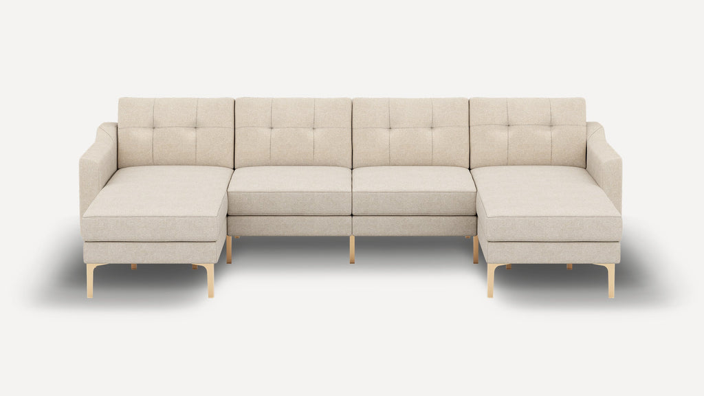 Nomad Plus Double Chaise Sectional - Georgia Clay - Performance Chenille / Brass - Metal / Slope Arm