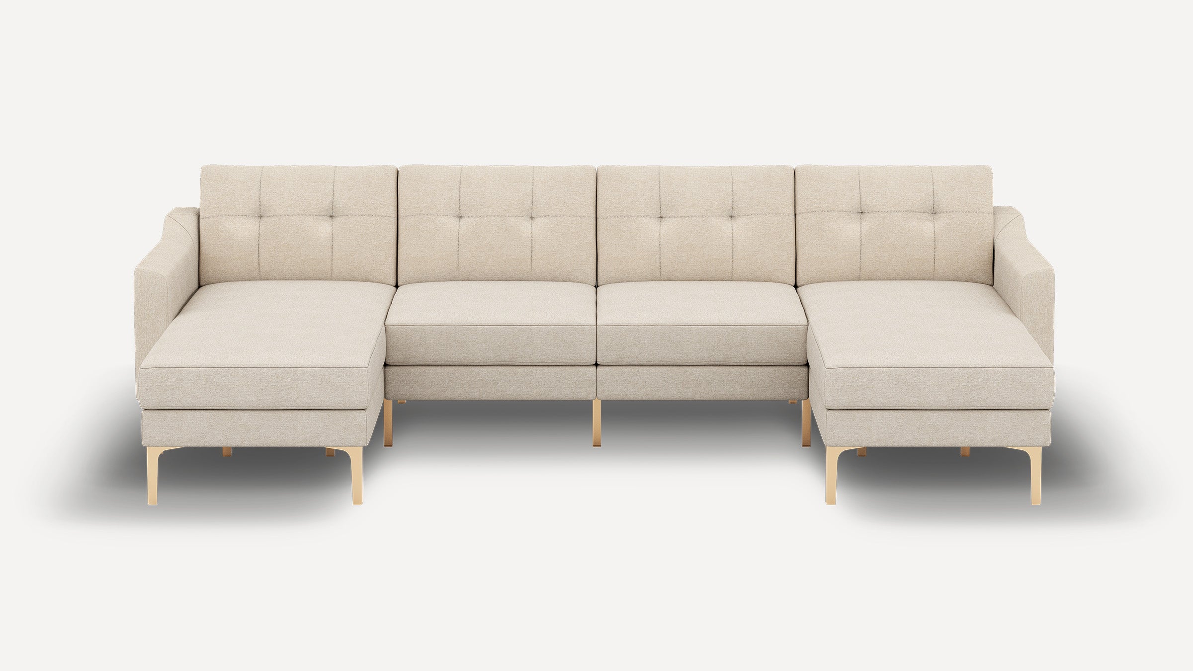 Nomad Plus Double Chaise Sectional - Georgia Clay - Performance Chenille / Brass - Metal / Slope Arm