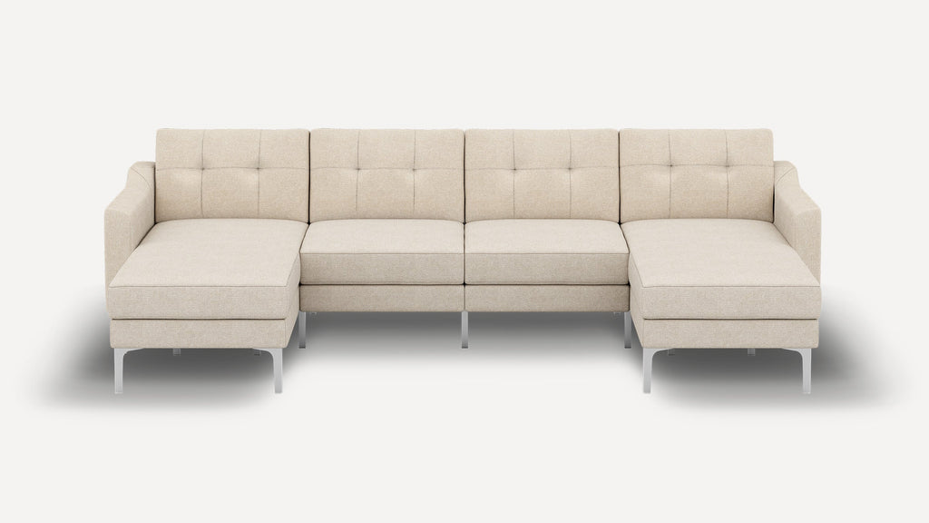 Nomad Plus Double Chaise Sectional - Georgia Clay - Performance Chenille / Chrome - Metal / Slope Arm