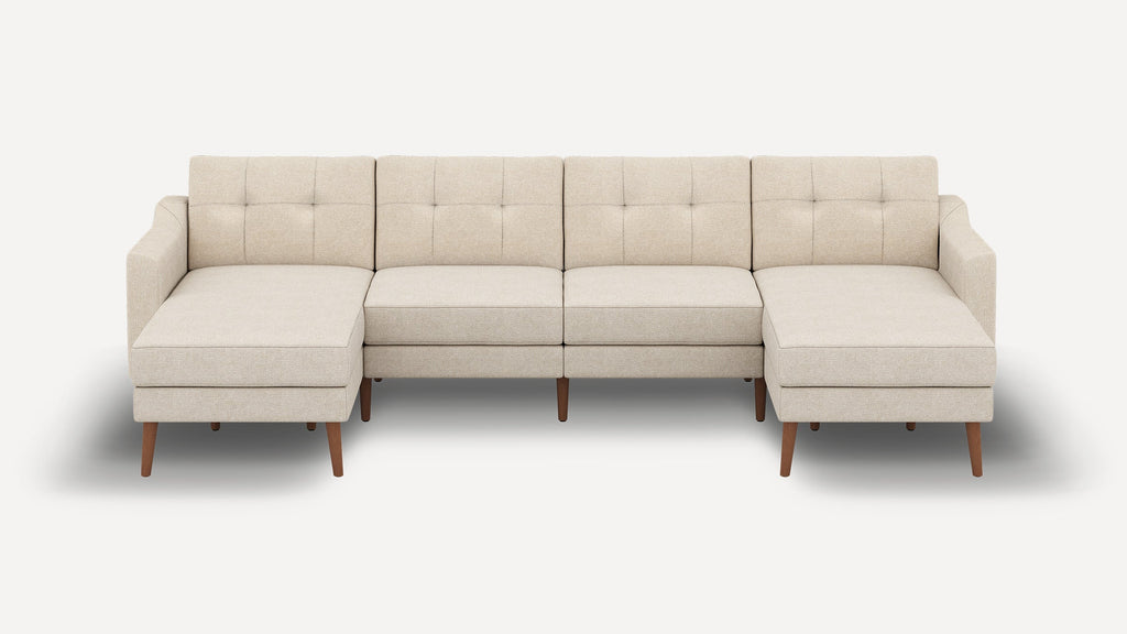 Nomad Plus Double Chaise Sectional - Georgia Clay - Performance Chenille / Walnut - Wood / Slope Arm