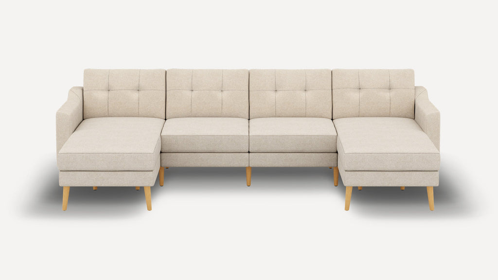 Nomad Plus Double Chaise Sectional - Georgia Clay - Performance Chenille / Oak - Wood / Slope Arm