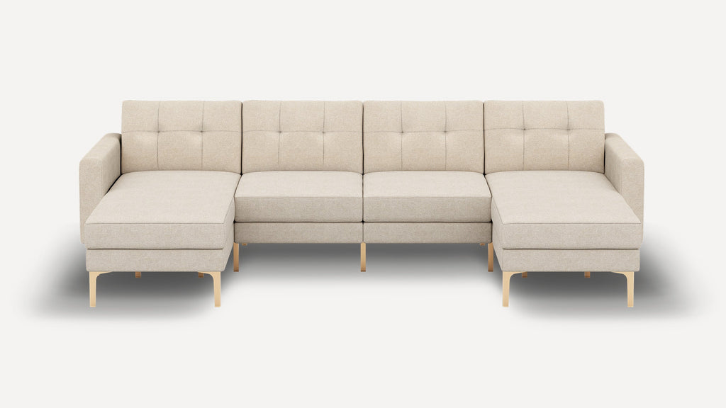 Nomad Plus Double Chaise Sectional - Georgia Clay - Performance Chenille / Brass - Metal / Block Arm