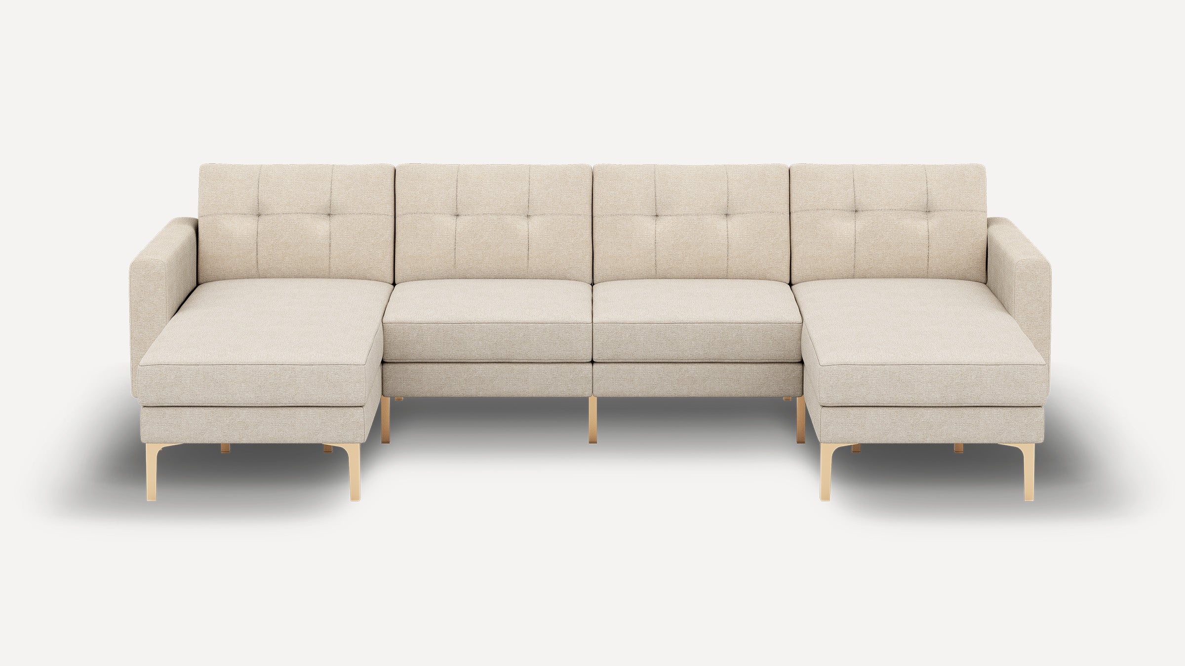 Nomad Plus Double Chaise Sectional - Georgia Clay - Performance Chenille / Brass - Metal / Block Arm
