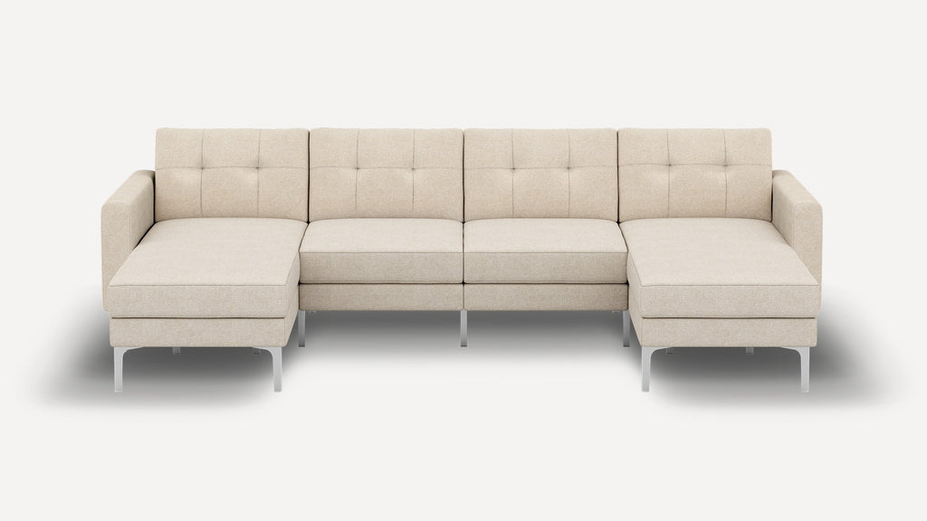 Nomad Plus Double Chaise Sectional - Georgia Clay - Performance Chenille / Chrome - Metal / Block Arm