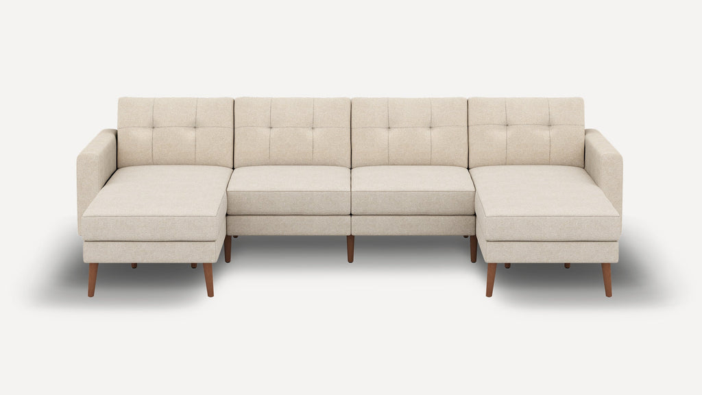 Nomad Plus Double Chaise Sectional - Georgia Clay - Performance Chenille / Walnut - Wood / Block Arm