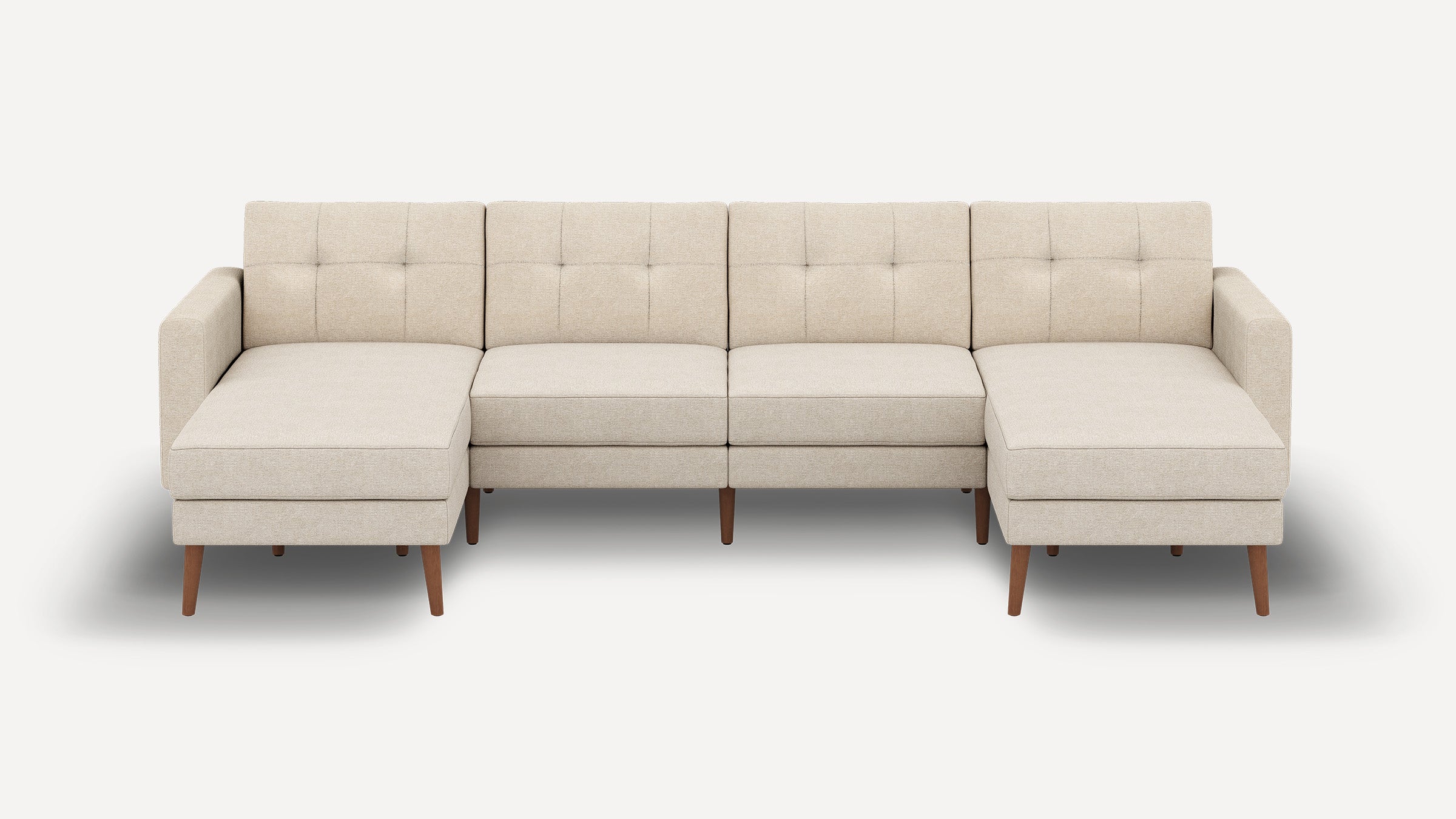 Nomad Plus Double Chaise Sectional - Georgia Clay - Performance Chenille / Walnut - Wood / Block Arm