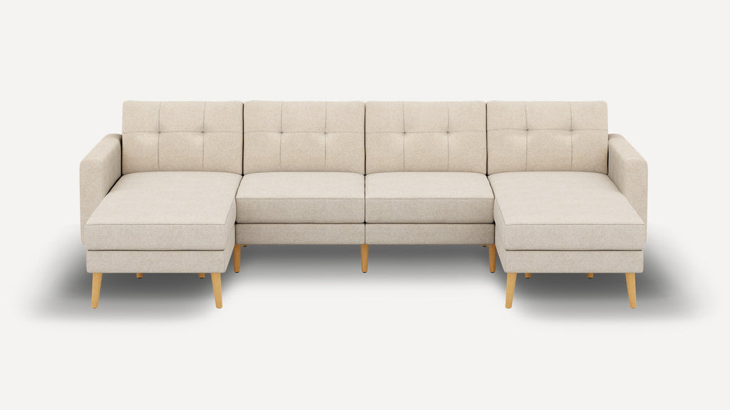 Nomad Plus Double Chaise Sectional - Georgia Clay - Performance Chenille / Oak - Wood / Block Arm