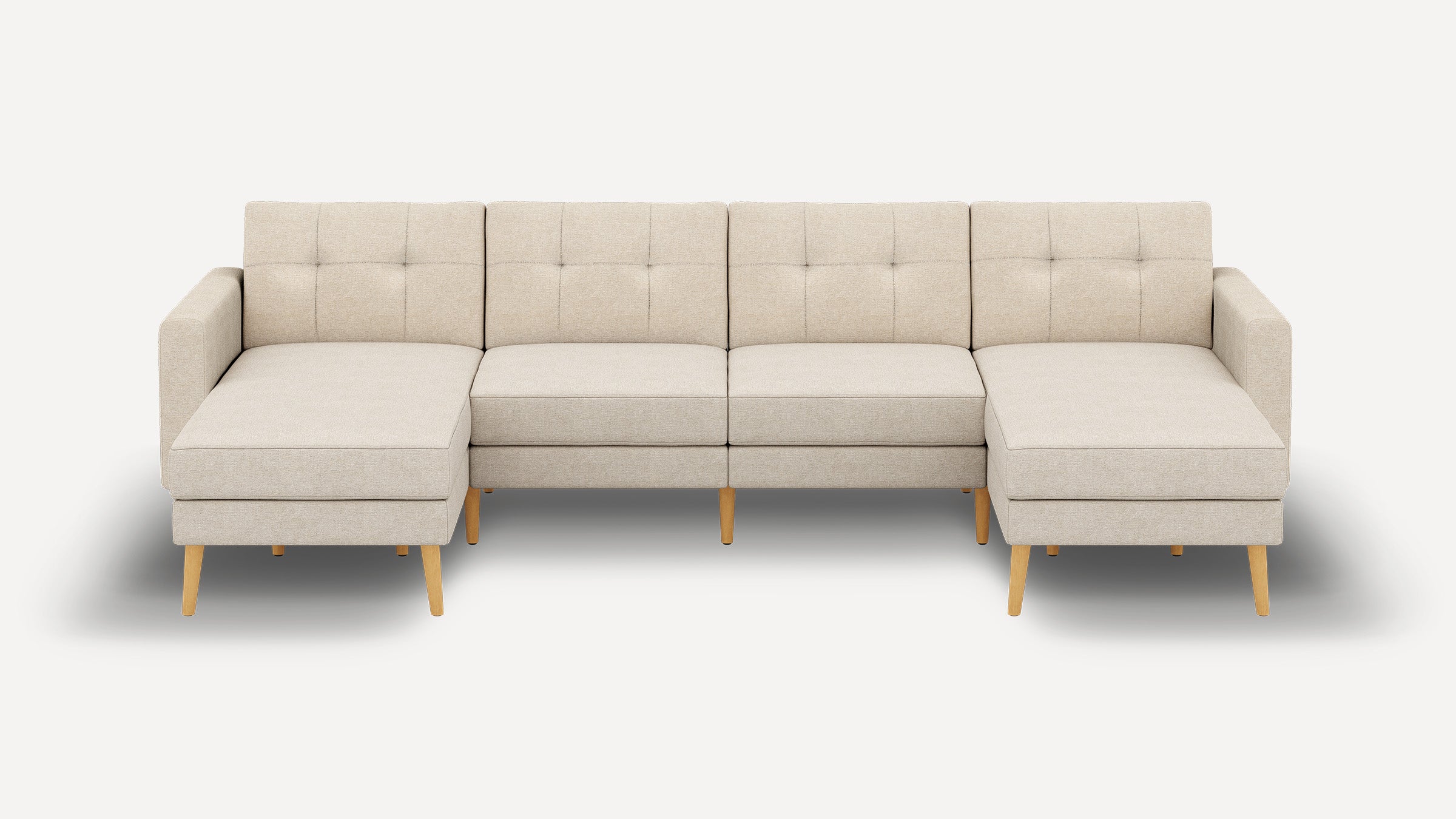 Nomad Plus Double Chaise Sectional - Georgia Clay - Performance Chenille / Oak - Wood / Block Arm