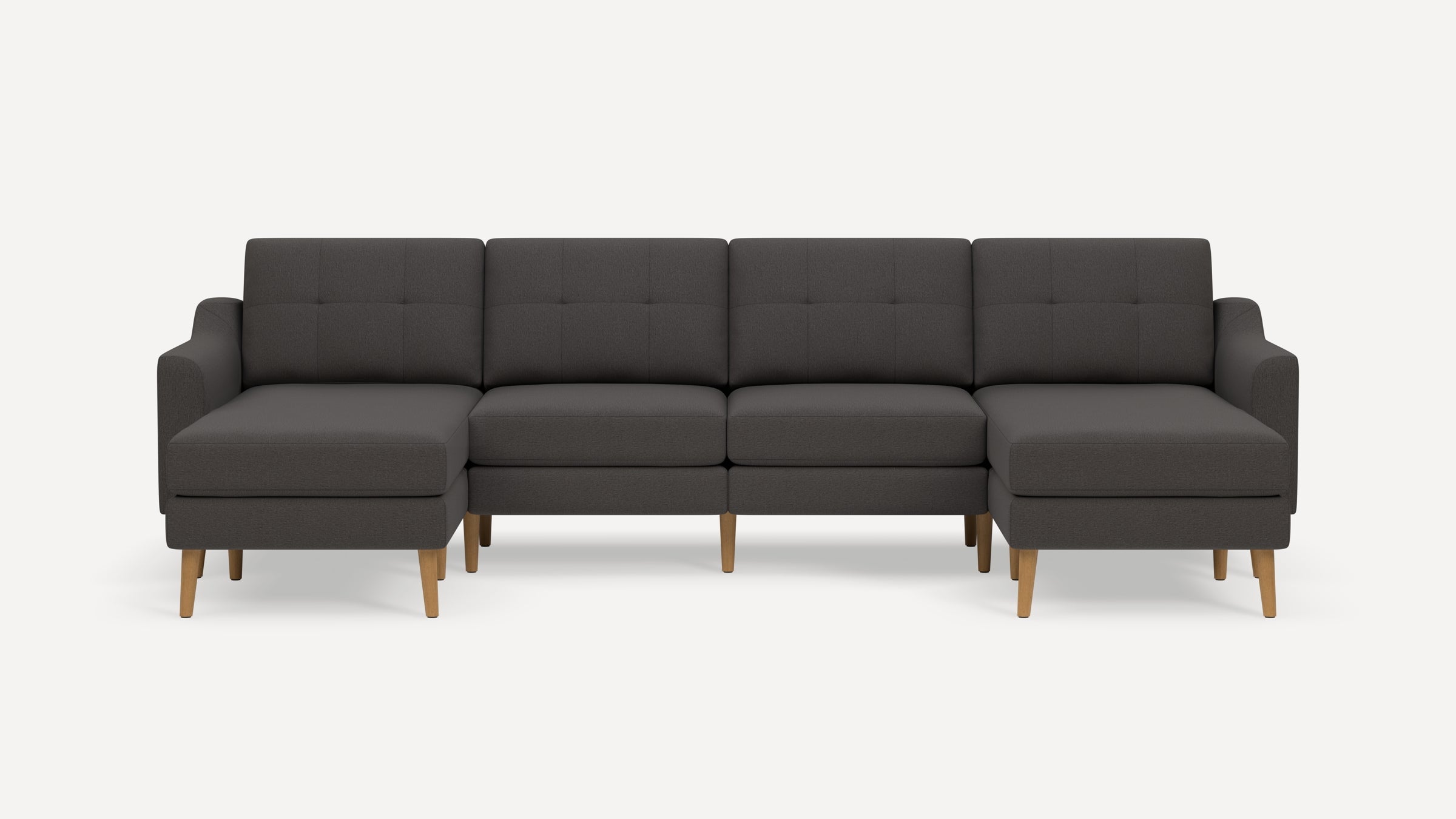 Nomad Plus Double Chaise Sectional - Heather Charcoal - Performance Chenille / Oak - Wood / Slope Arm