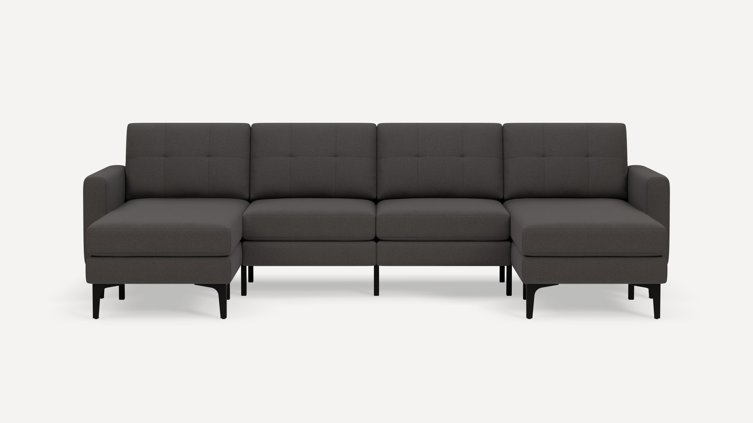Nomad Plus Double Chaise Sectional - Heather Charcoal - Performance Chenille / Black - Metal / Block Arm