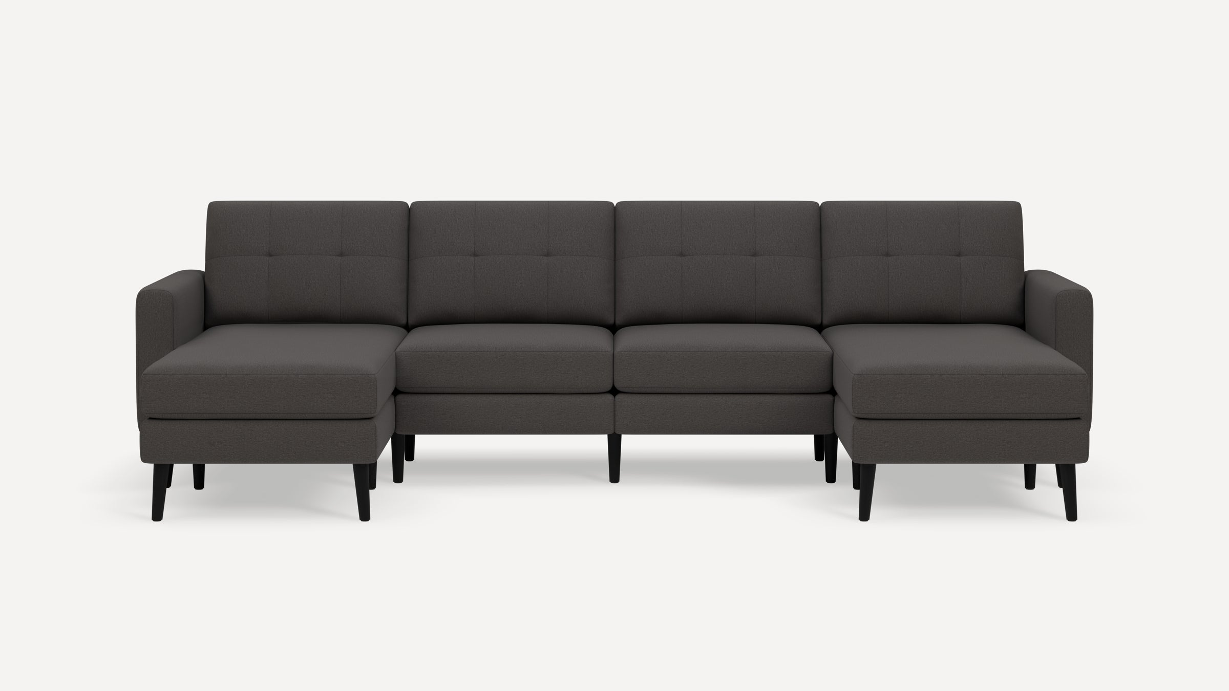 Nomad Plus Double Chaise Sectional - Heather Charcoal - Performance Chenille / Ebony - Wood / Block Arm