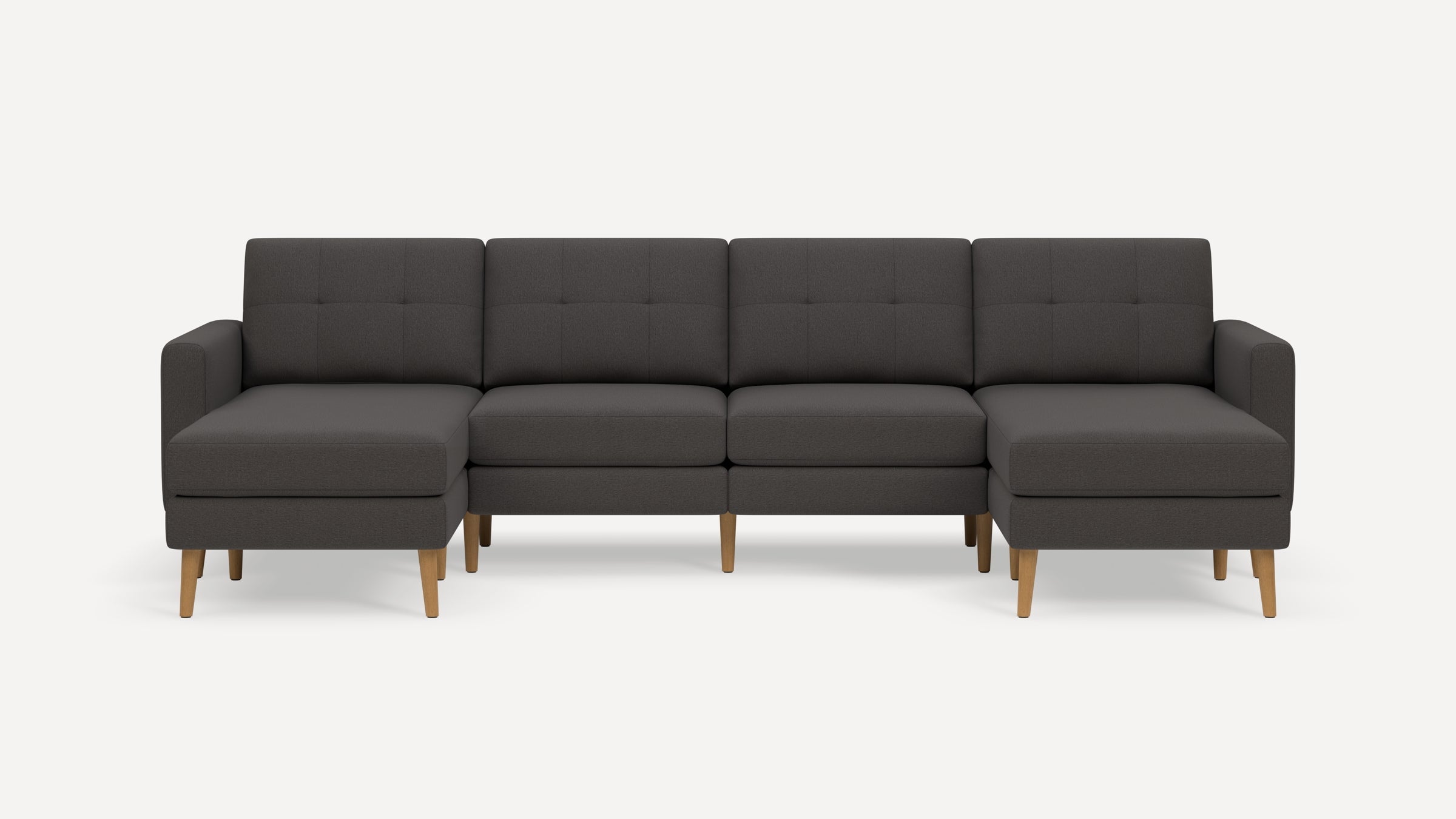 Nomad Plus Double Chaise Sectional - Heather Charcoal - Performance Chenille / Oak - Wood / Block Arm