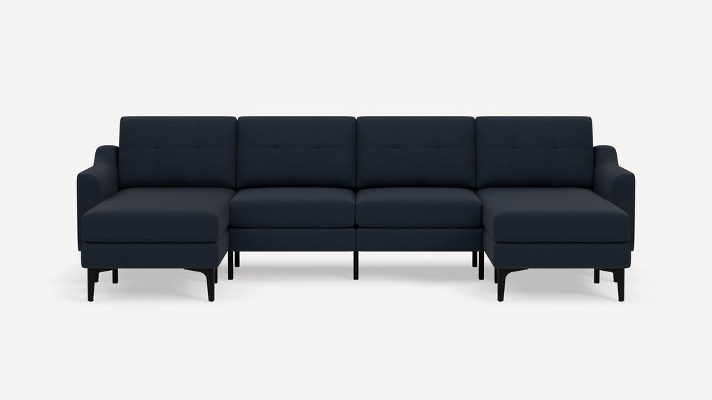 Nomad Plus Double Chaise Sectional - Navy Blue - Performance Flatweave / Black - Metal / Slope Arm