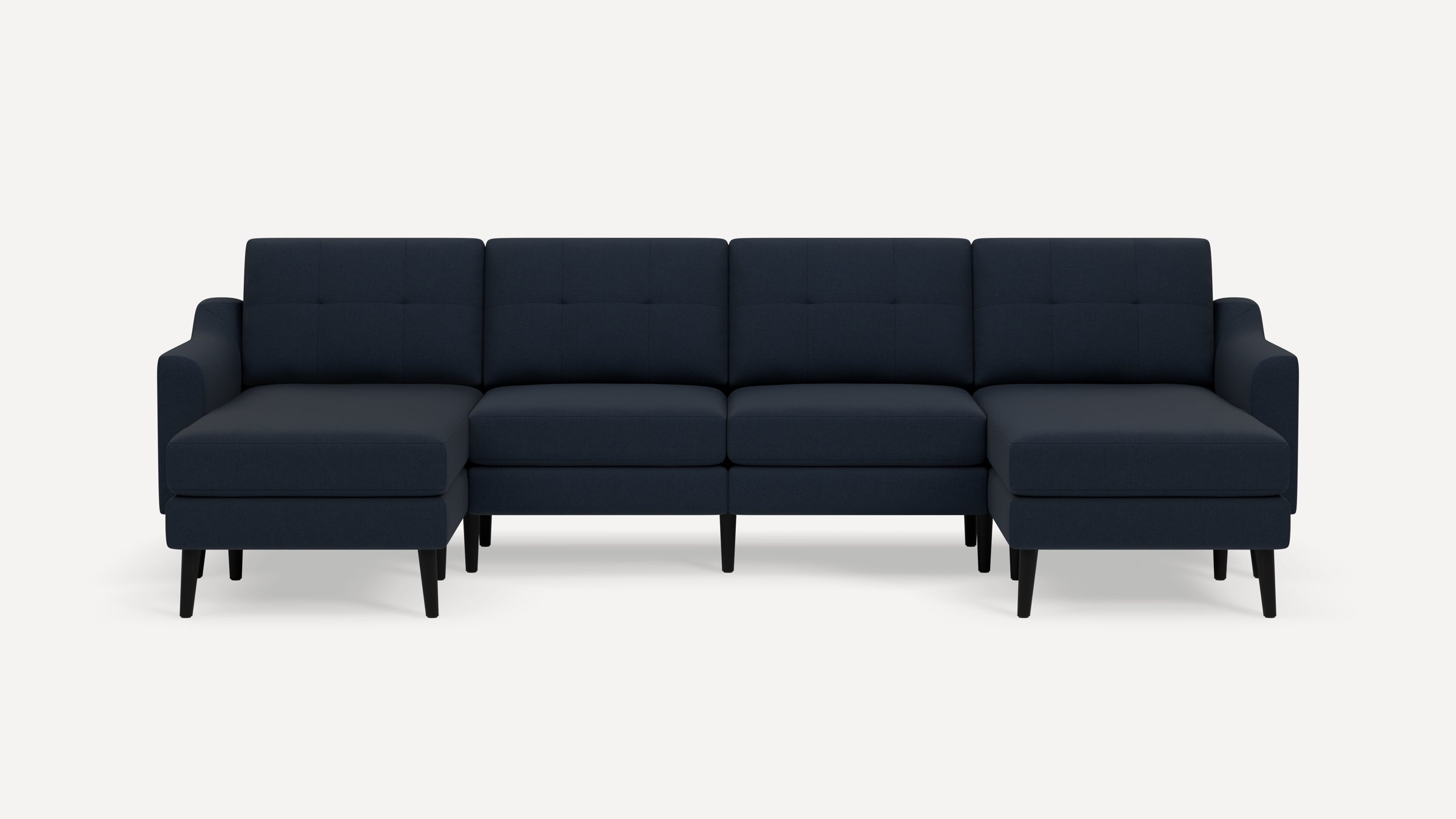 Nomad Plus Double Chaise Sectional - Navy Blue - Performance Flatweave / Ebony - Wood / Slope Arm