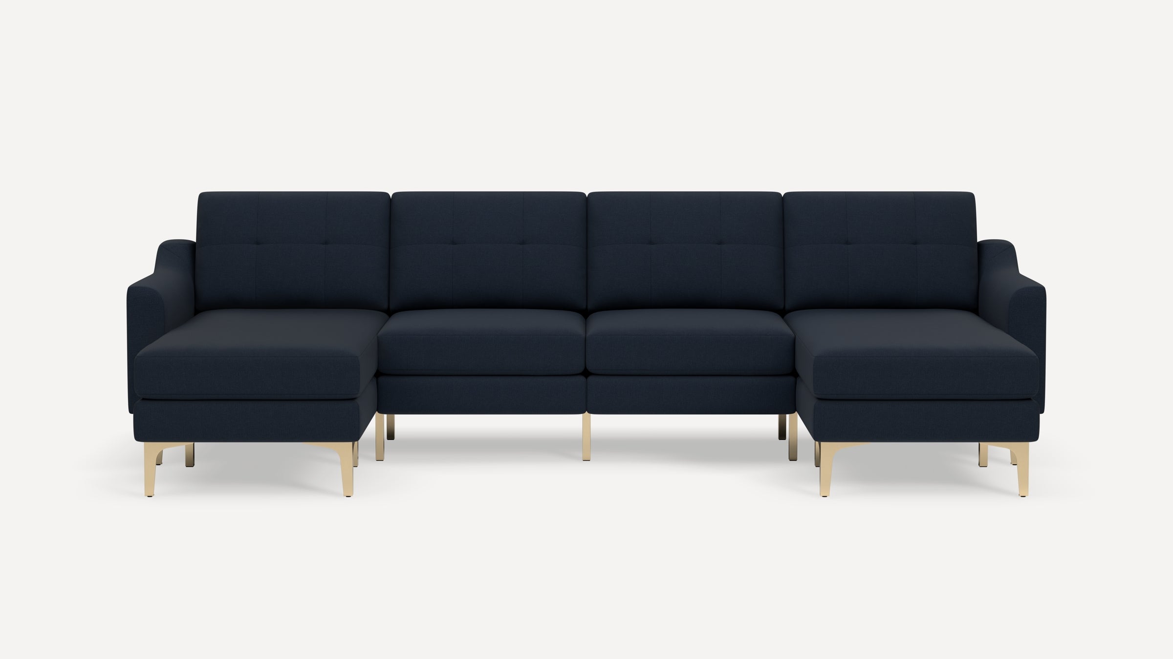 Nomad Plus Double Chaise Sectional - Navy Blue - Performance Flatweave / Brass - Metal / Slope Arm
