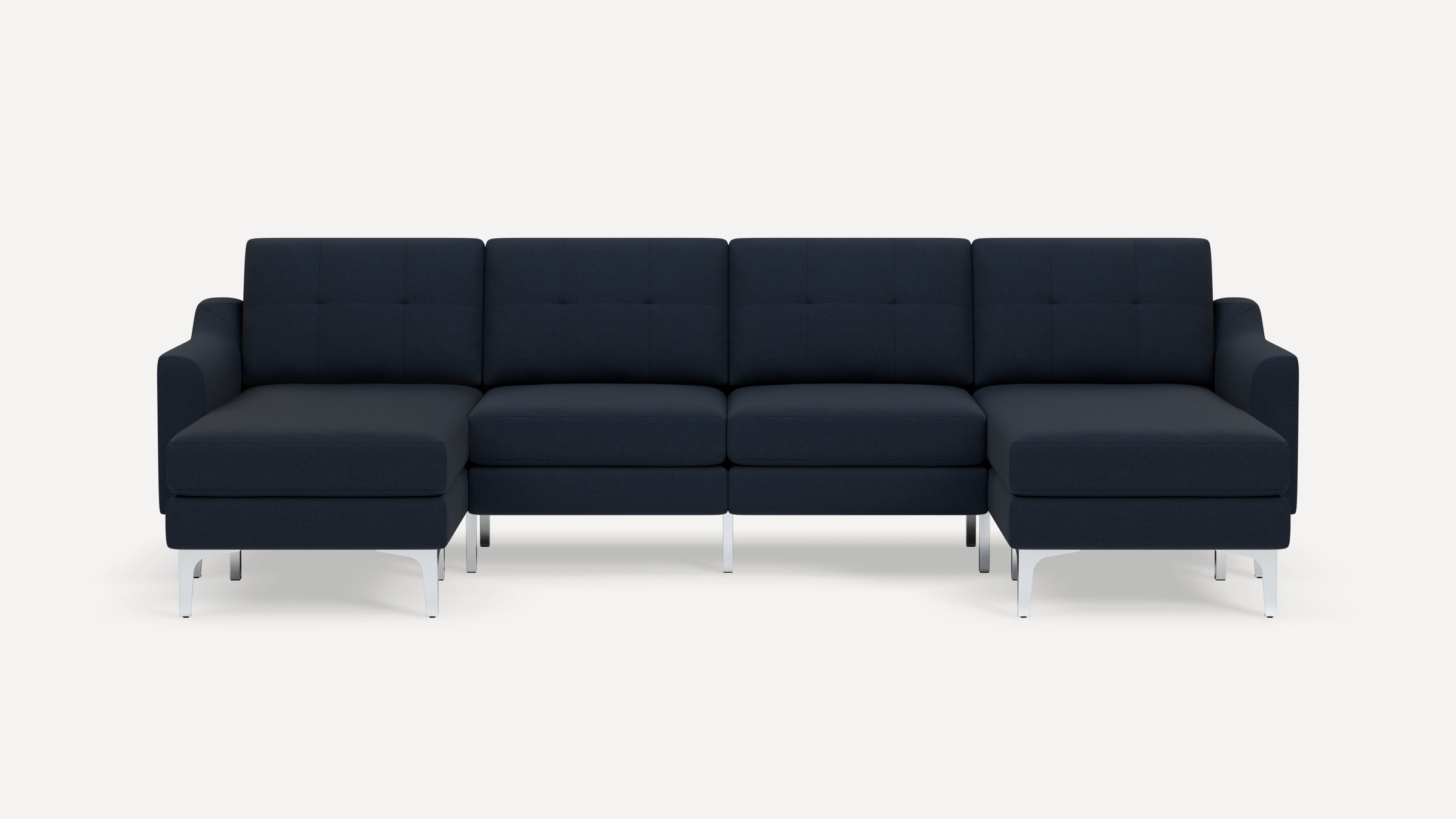 Nomad Plus Double Chaise Sectional - Navy Blue - Performance Flatweave / Chrome - Metal / Slope Arm