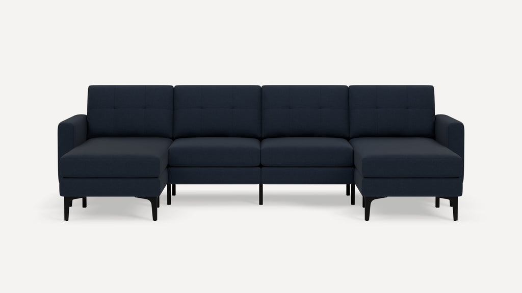 Nomad Plus Double Chaise Sectional - Navy Blue - Performance Flatweave / Black - Metal / Block Arm