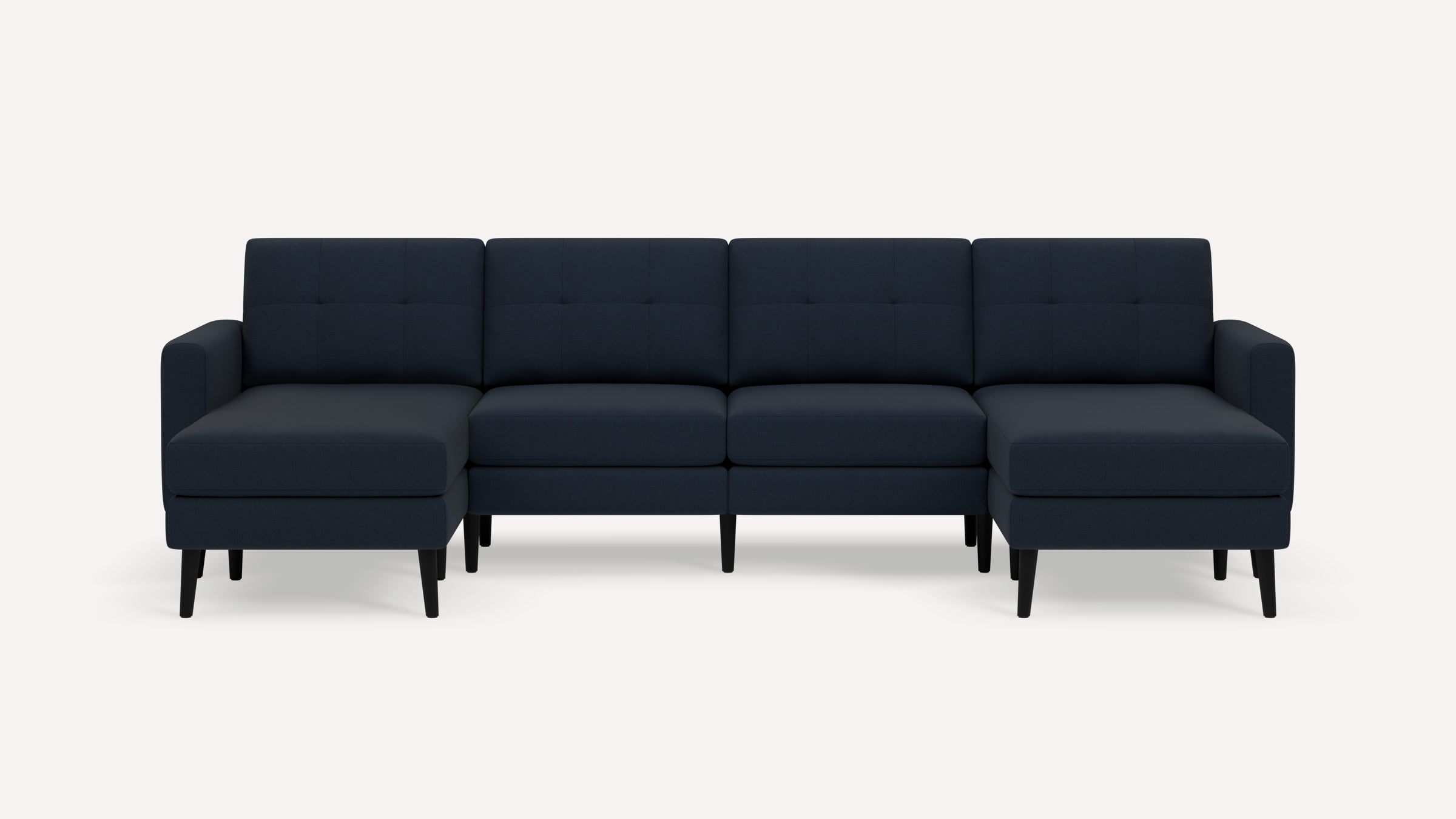 Nomad Plus Double Chaise Sectional - Navy Blue - Performance Flatweave / Ebony - Wood / Block Arm