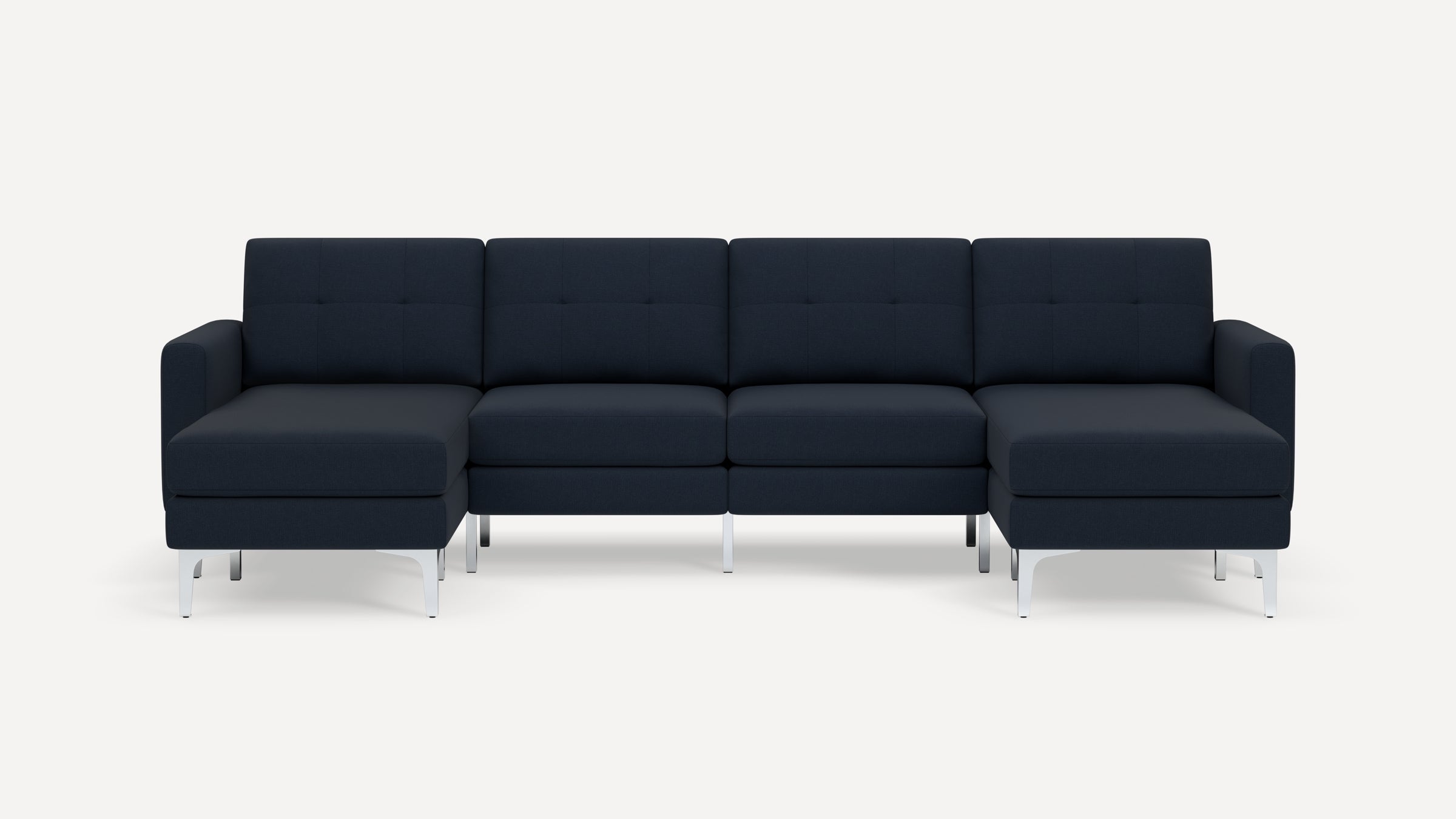 Nomad Plus Double Chaise Sectional - Navy Blue - Performance Flatweave / Chrome - Metal / Block Arm