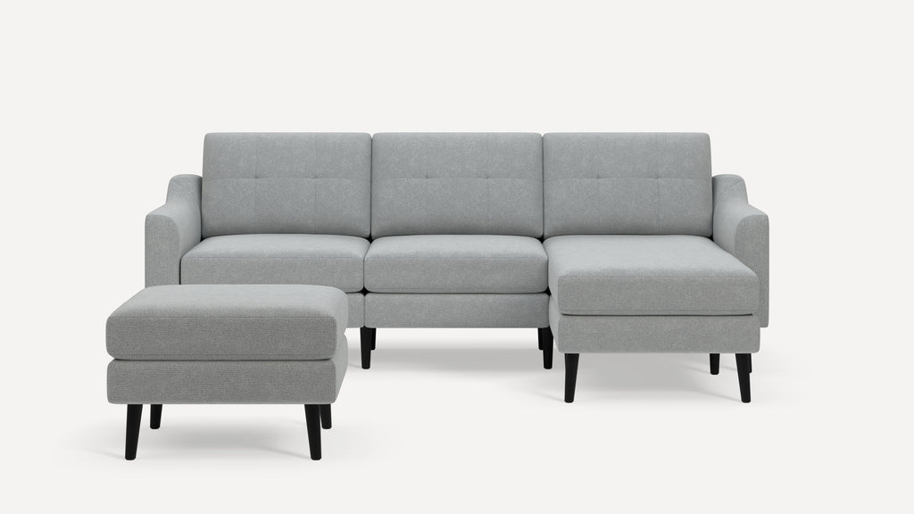 Nomad Plus Sofa Sectional with Ottoman - Crushed Gravel - Performance Chenille / Ebony - Wood / Slope Arm