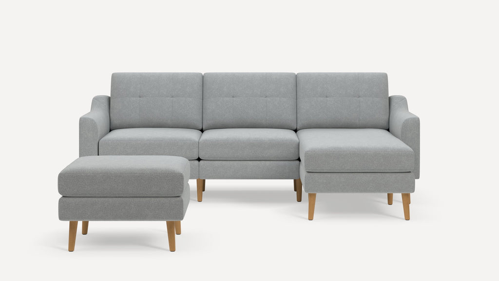 Nomad Plus Sofa Sectional with Ottoman - Crushed Gravel - Performance Chenille / Oak - Wood / Slope Arm