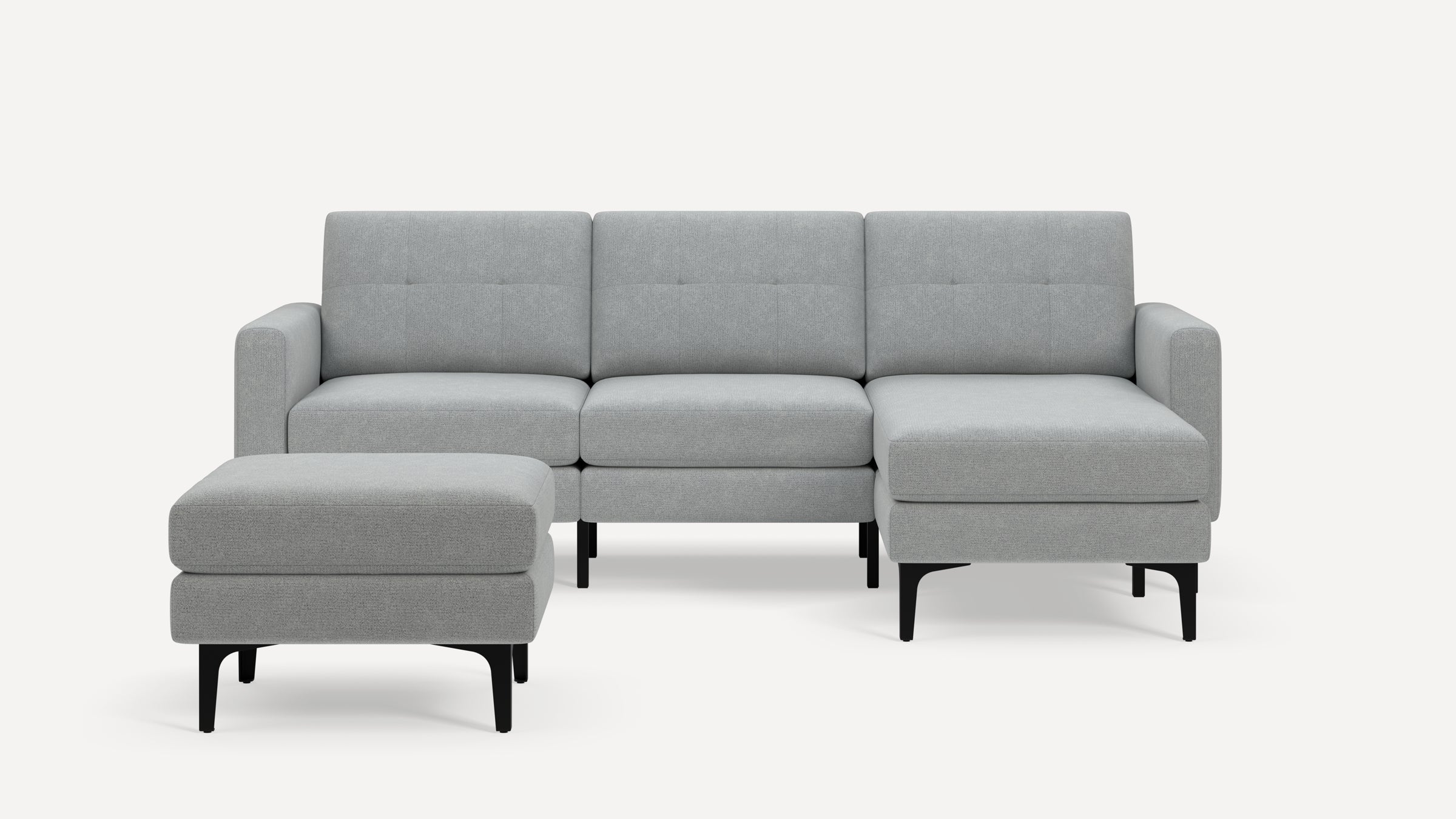 Nomad Plus Sofa Sectional with Ottoman - Crushed Gravel - Performance Chenille / Black - Metal / Block Arm
