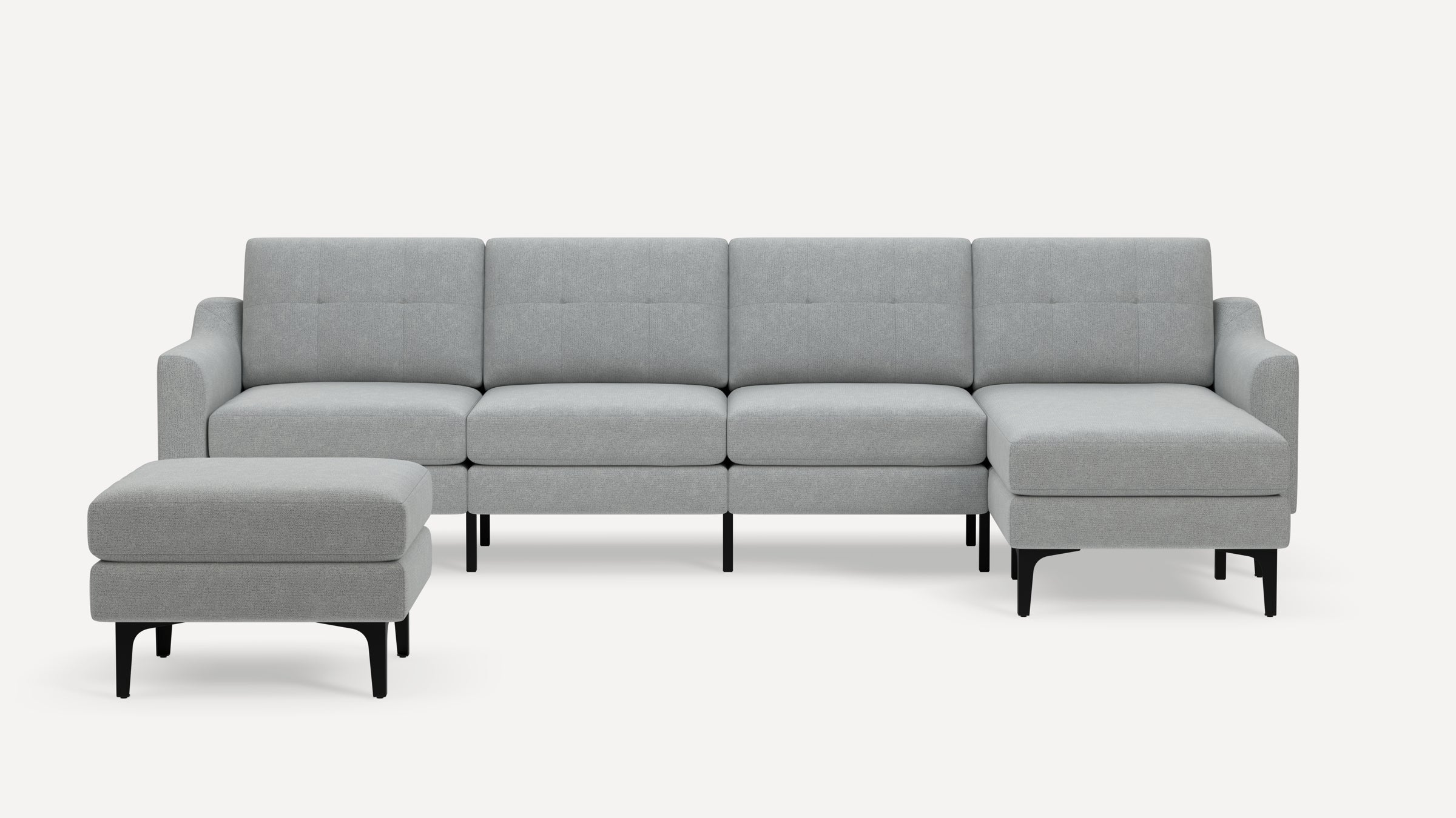 Nomad Plus King Sectional with Ottoman - Crushed Gravel - Performance Chenille / Black - Metal / Slope Arm