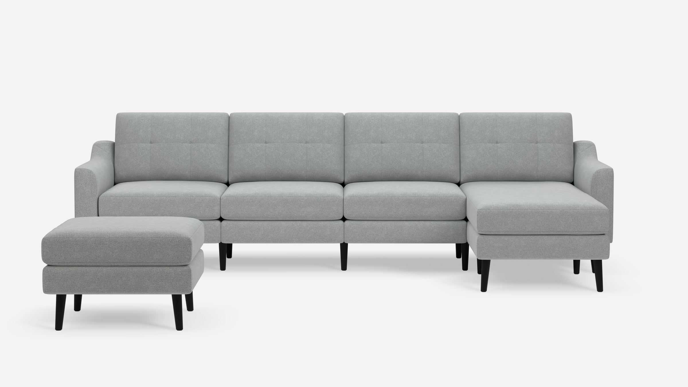 Nomad Plus King Sectional with Ottoman - Crushed Gravel - Performance Chenille / Ebony - Wood / Slope Arm
