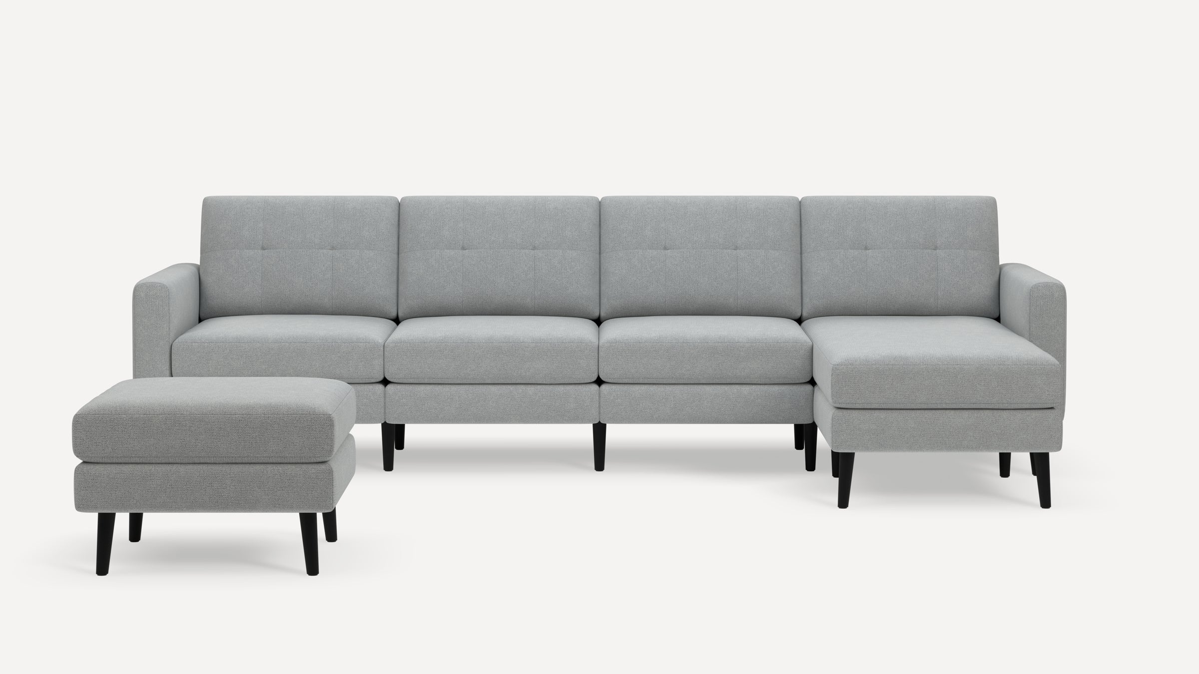Nomad Plus King Sectional with Ottoman - Crushed Gravel - Performance Chenille / Ebony - Wood / Block Arm