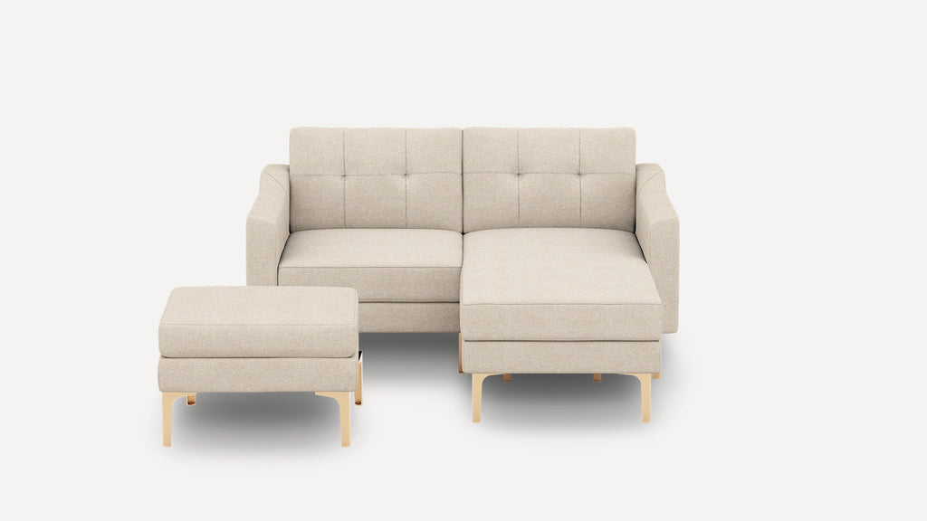 Nomad Plus Loveseat with Chaise and Ottoman - Georgia Clay - Performance Chenille / Brass - Metal / Slope Arm